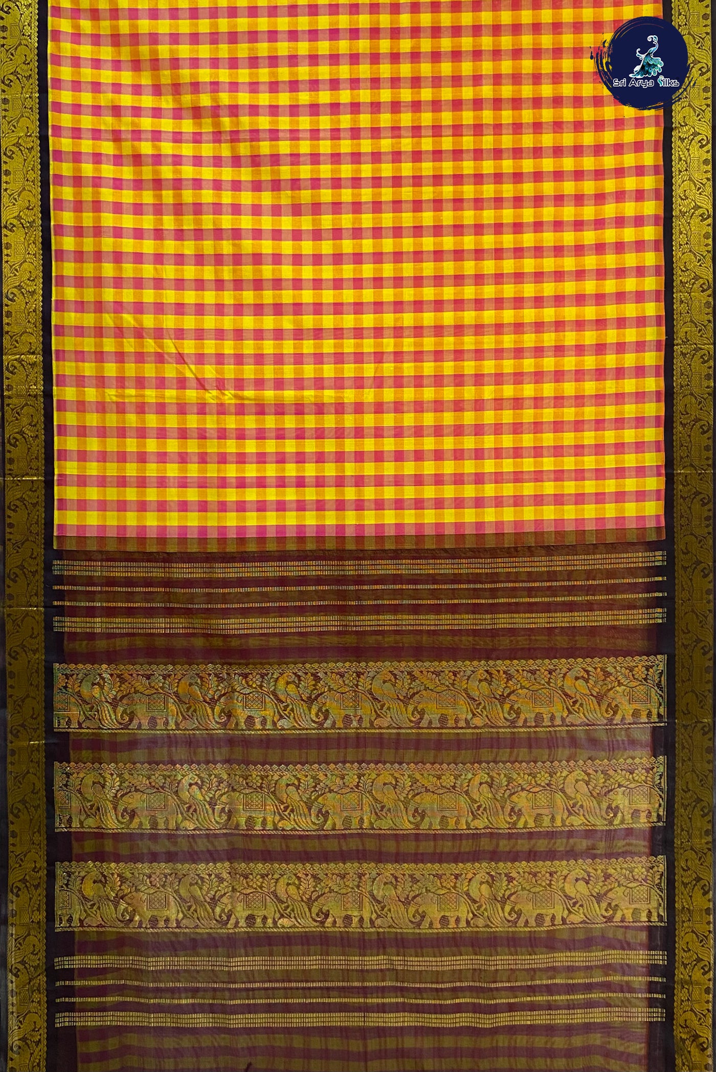 Multi Silk Cotton Saree With Checked Pattern