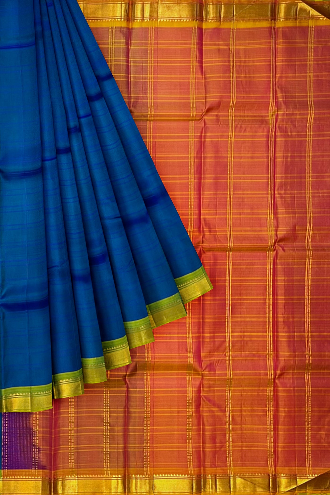 Dual Tone Blue Light Weight Silk Saree With Plain Pattern