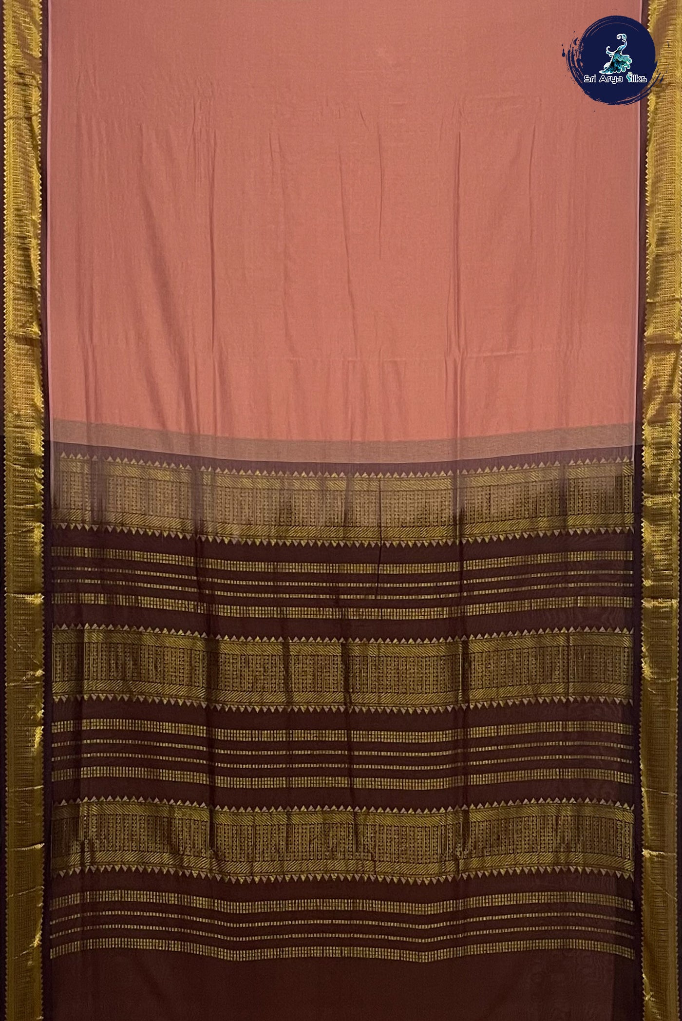 Pastel Shade Madisar Semi Silk Cotton Saree With Plain Pattern
