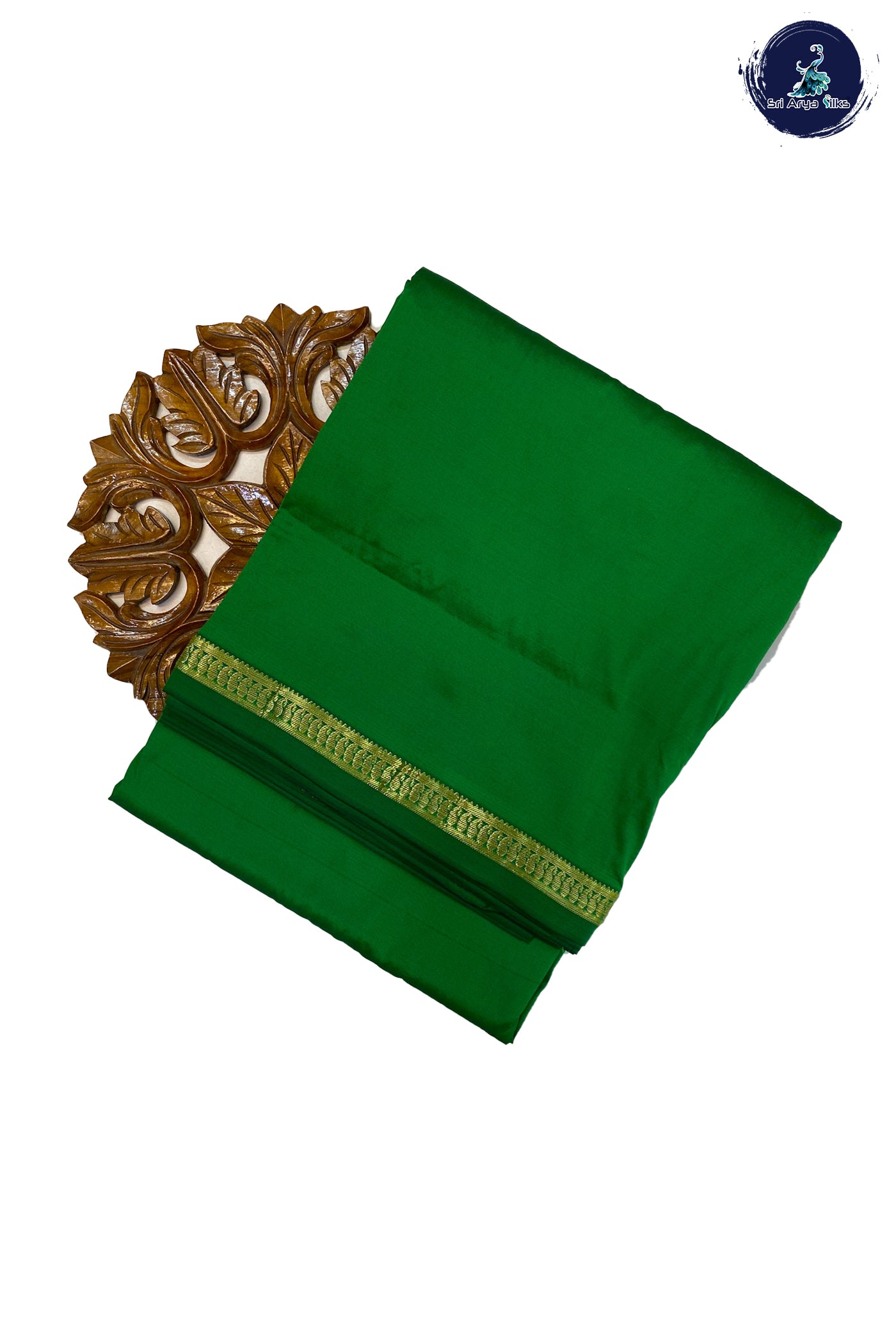 Green Madisar Semi Silk Saree With Plain Pattern