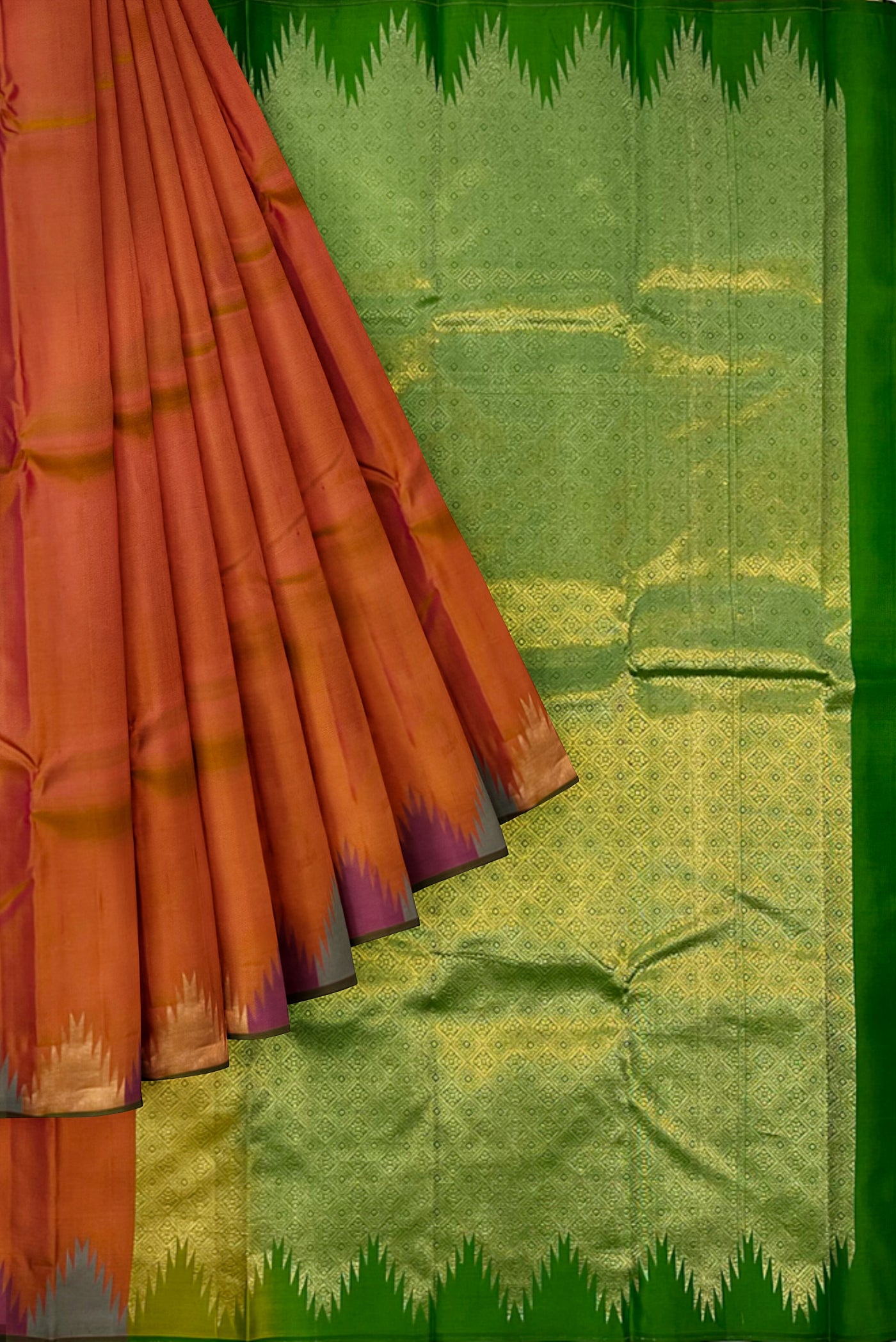 Lite Mustard Orange Light Weight Silk Saree With Plain Pattern