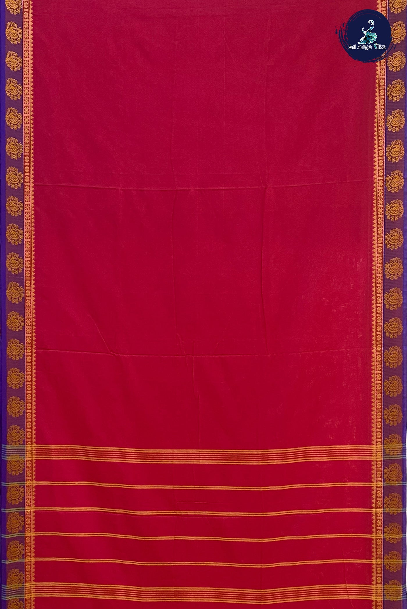 Rani Pink Madisar Cotton Saree With Plain Pattern