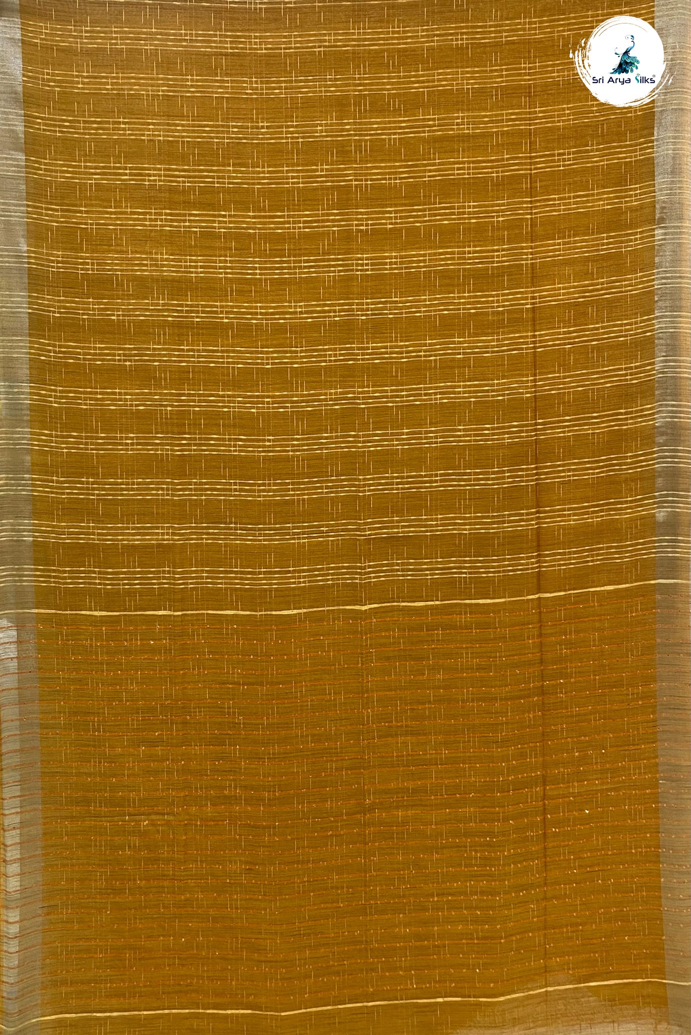 Mustard Yellow Linen Saree With Checked Pattern