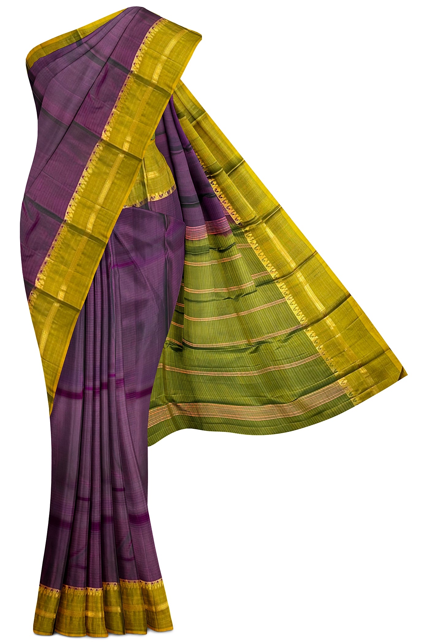 Dual Tone Purple Light Weight Silk Saree With Plain Pattern