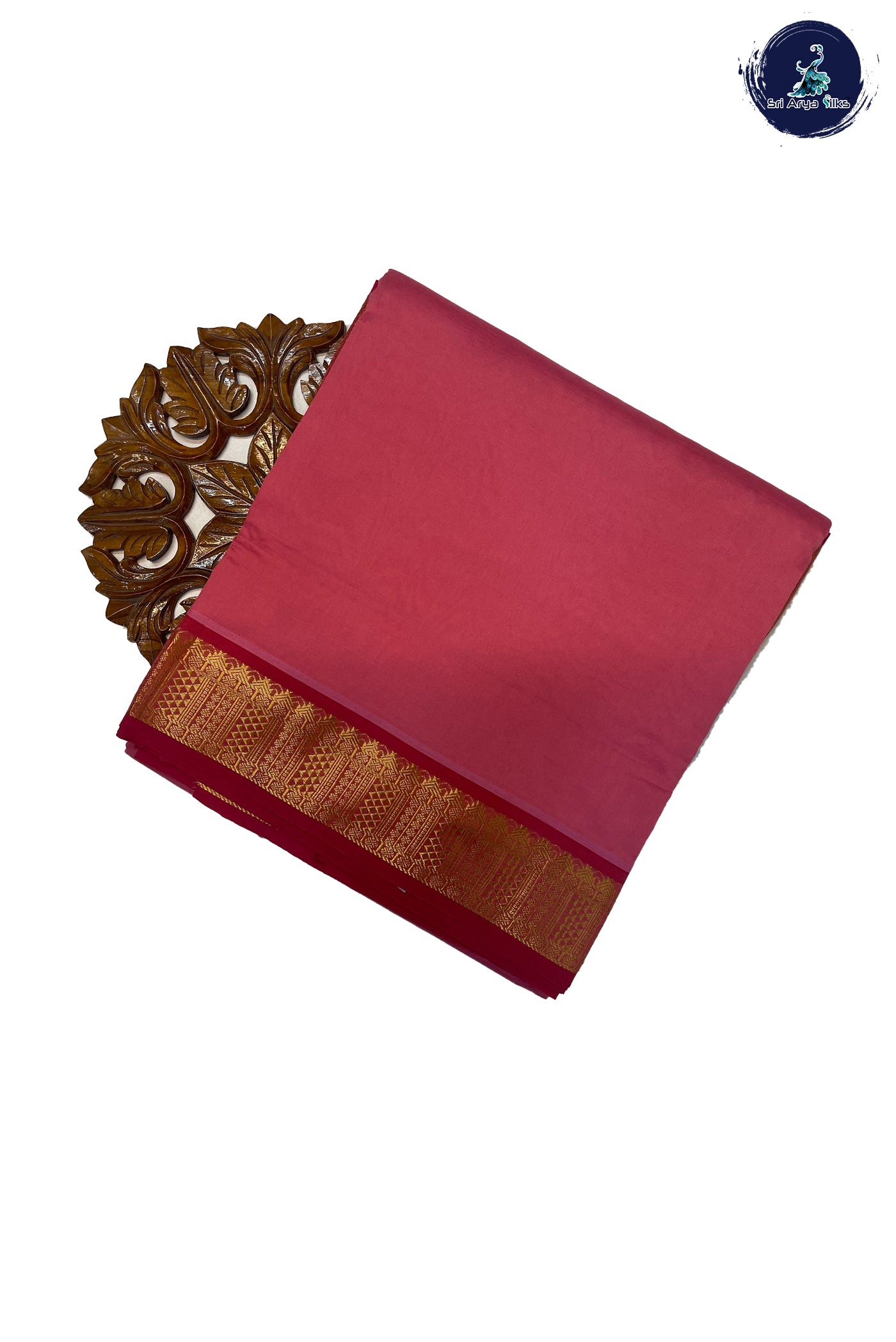 Pink Madisar Semi Silk Cotton Saree With Plain Pattern