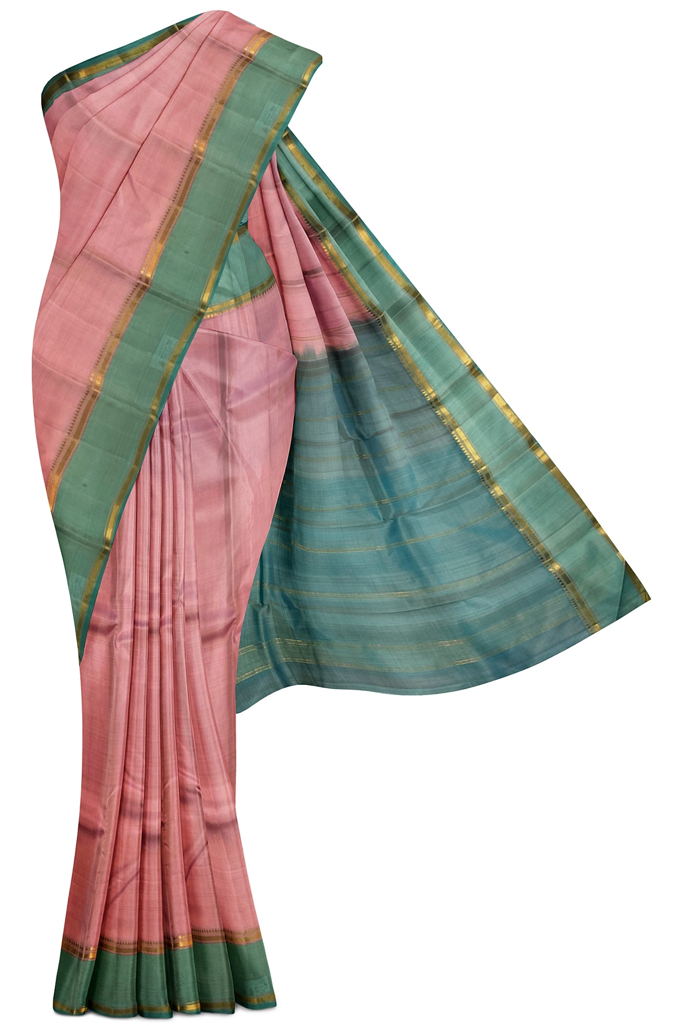 Blush Pink Light Weight Silk Saree With Plain Pattern