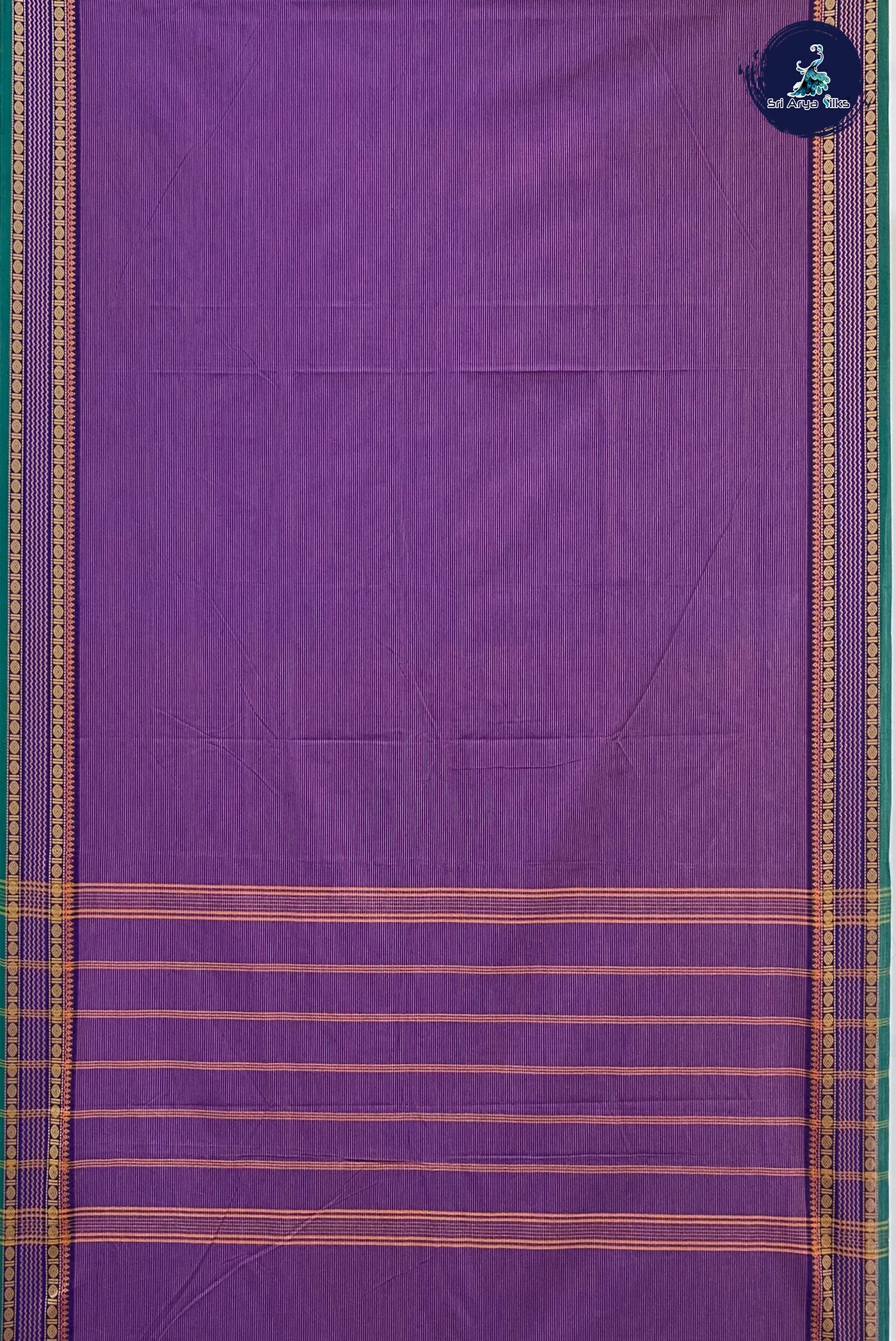Purple Madisar Cotton Saree With Stripes Pattern