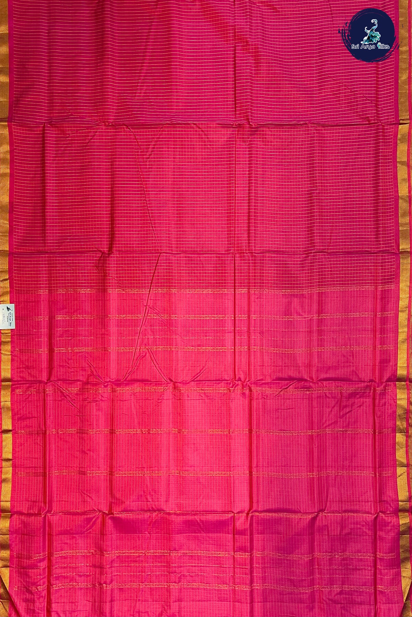 Rani Pink Madisar 10 Yards Silk Saree With Plain Pattern