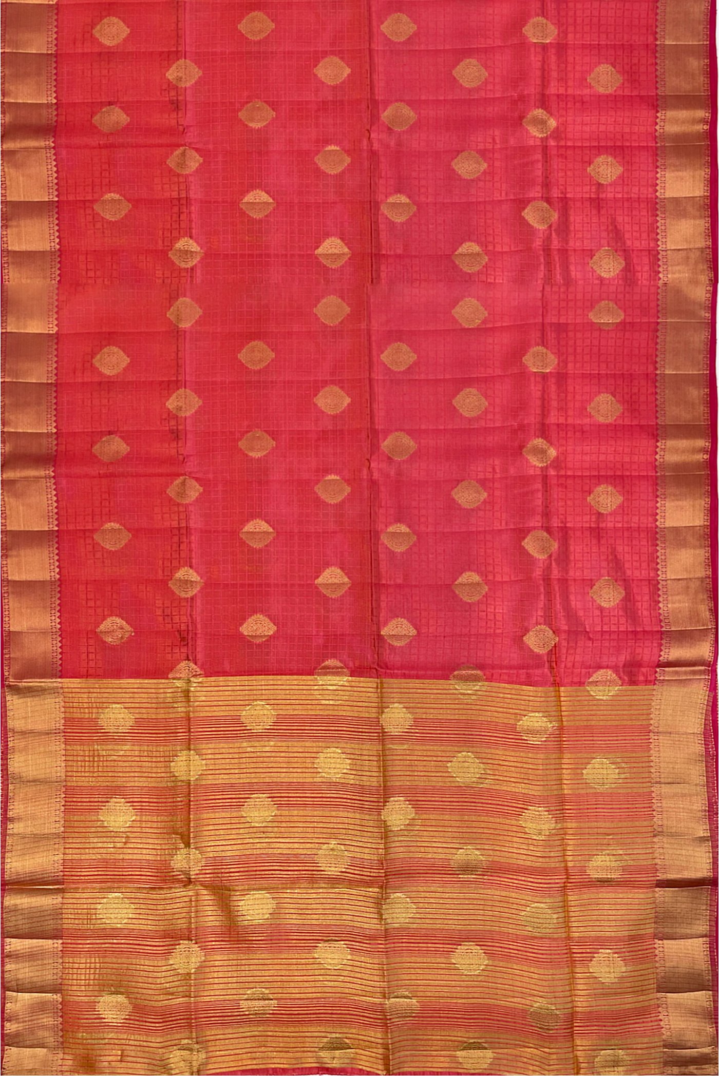 Peachpink Tussar Saree With Embossed Pattern
