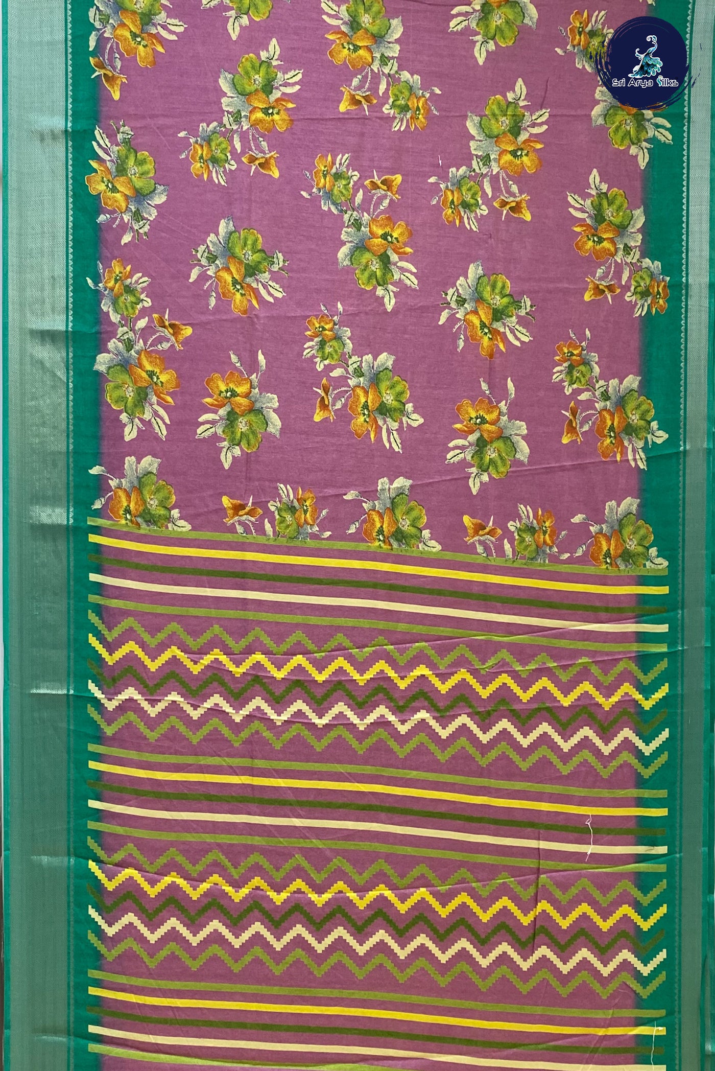 Mauve Pink Semi Dola Silk Saree With Floral Print Pattern