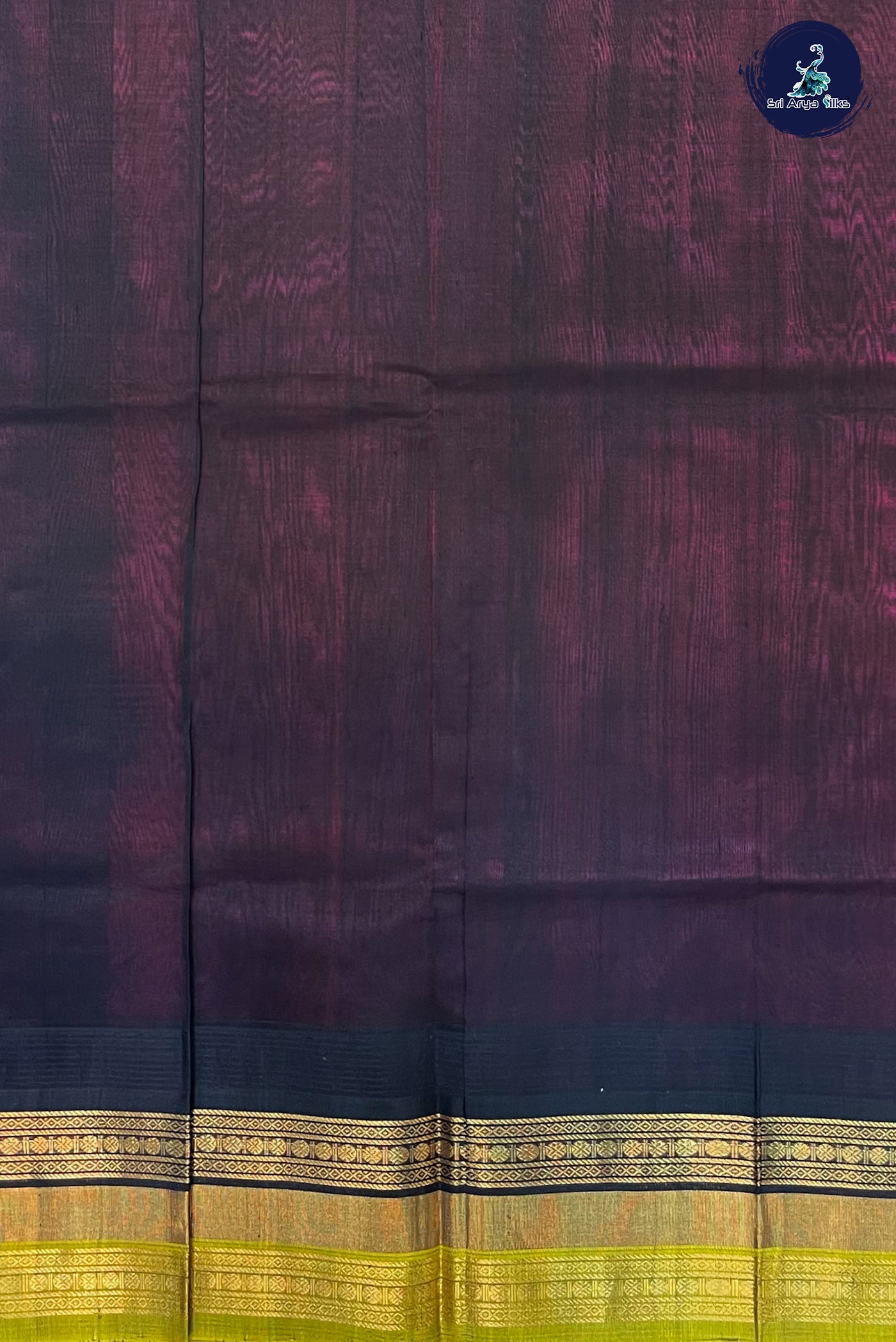 Dark Fuchsia Korvai Silk Cotton Saree With Plain Pattern