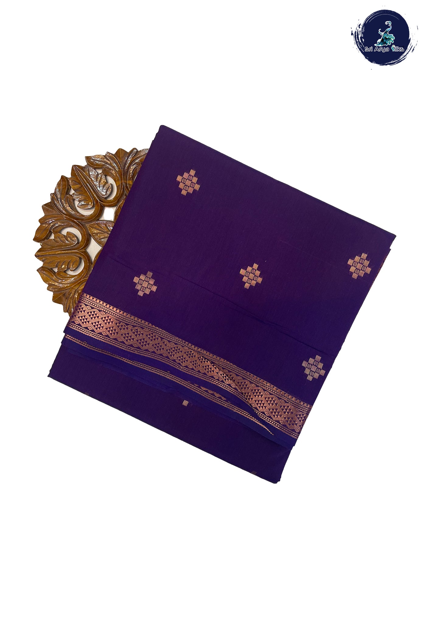Jamun Madisar Semi Silk Cotton Saree With Copper Zari Buttas Pattern