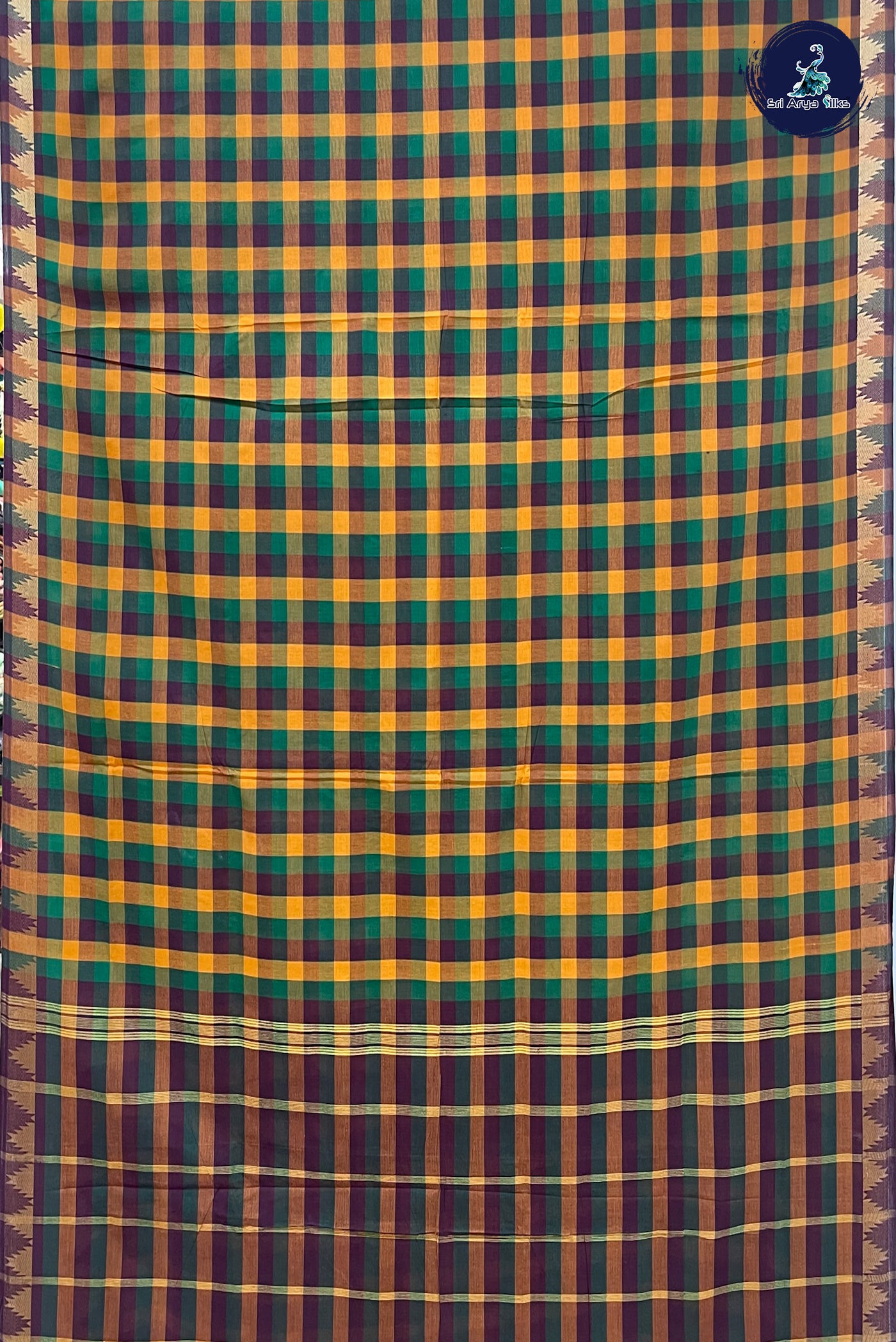 Multi Madisar Cotton Saree With Checked Pattern