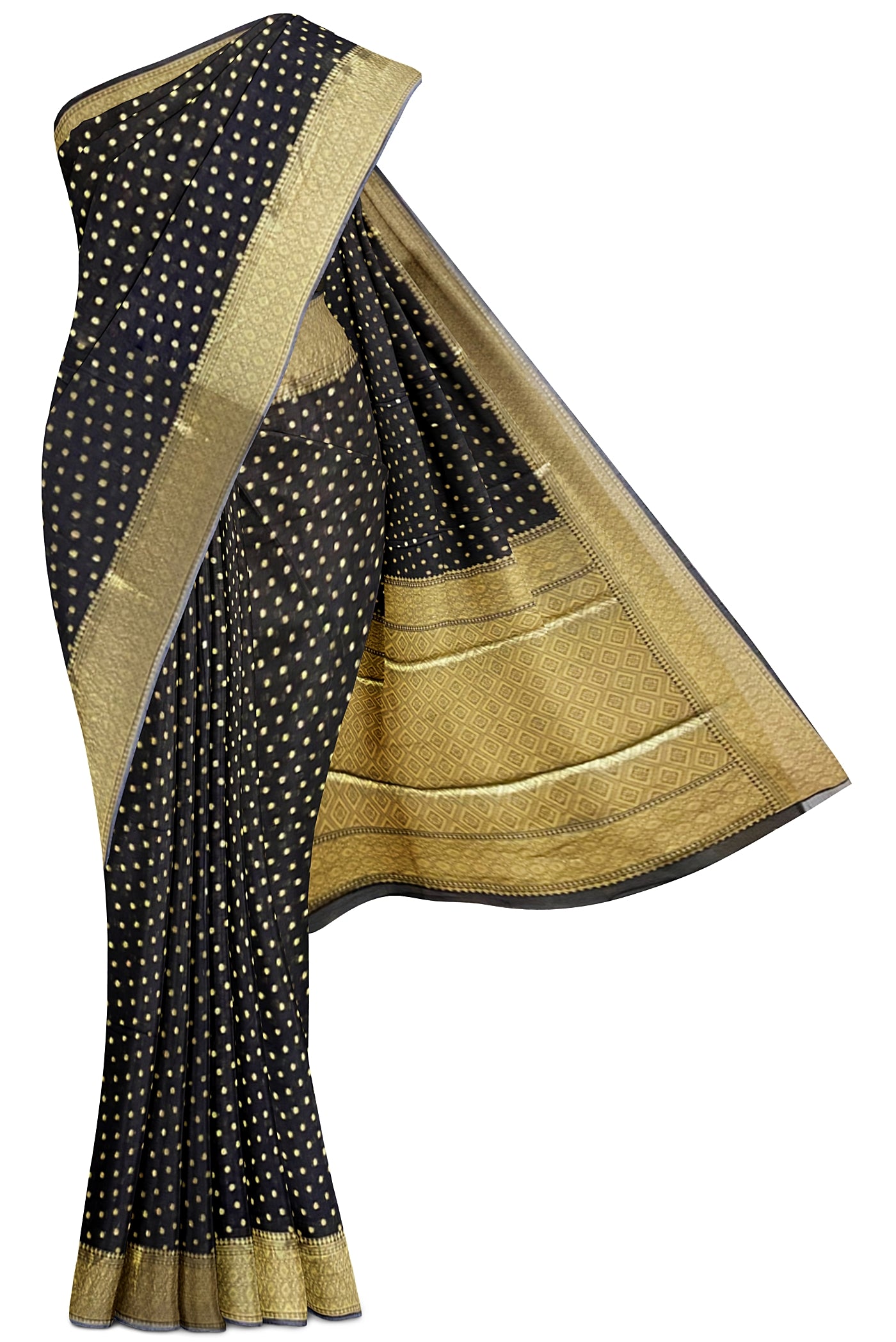 Black Georgette Banarasi  Saree With Black Blouse & Banarasi Pattern