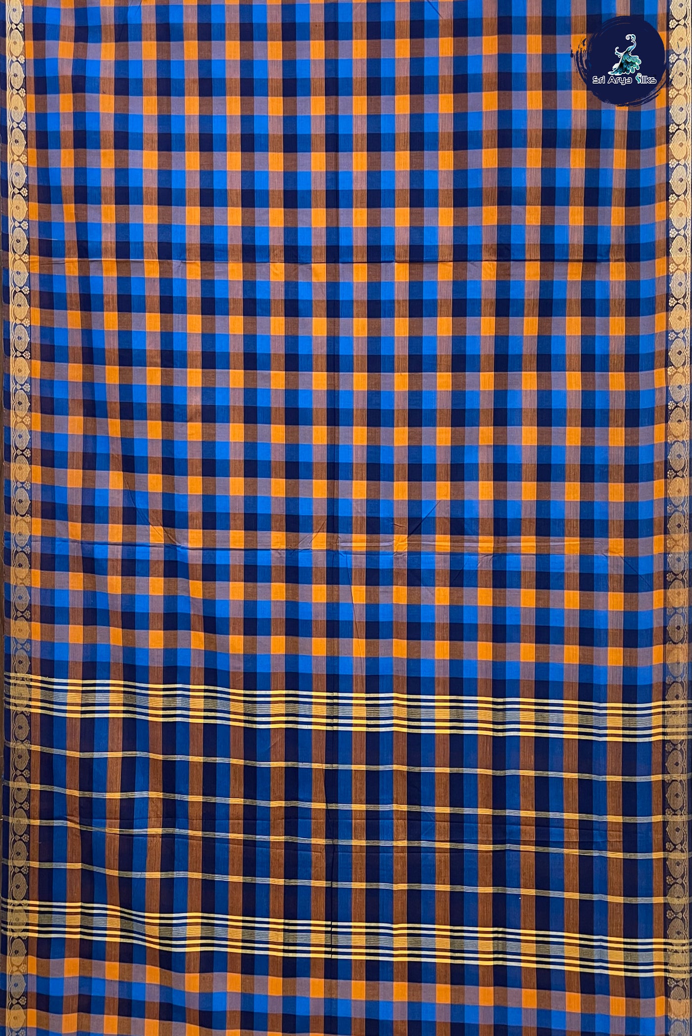 Multi Madisar Cotton Saree With Checked Pattern
