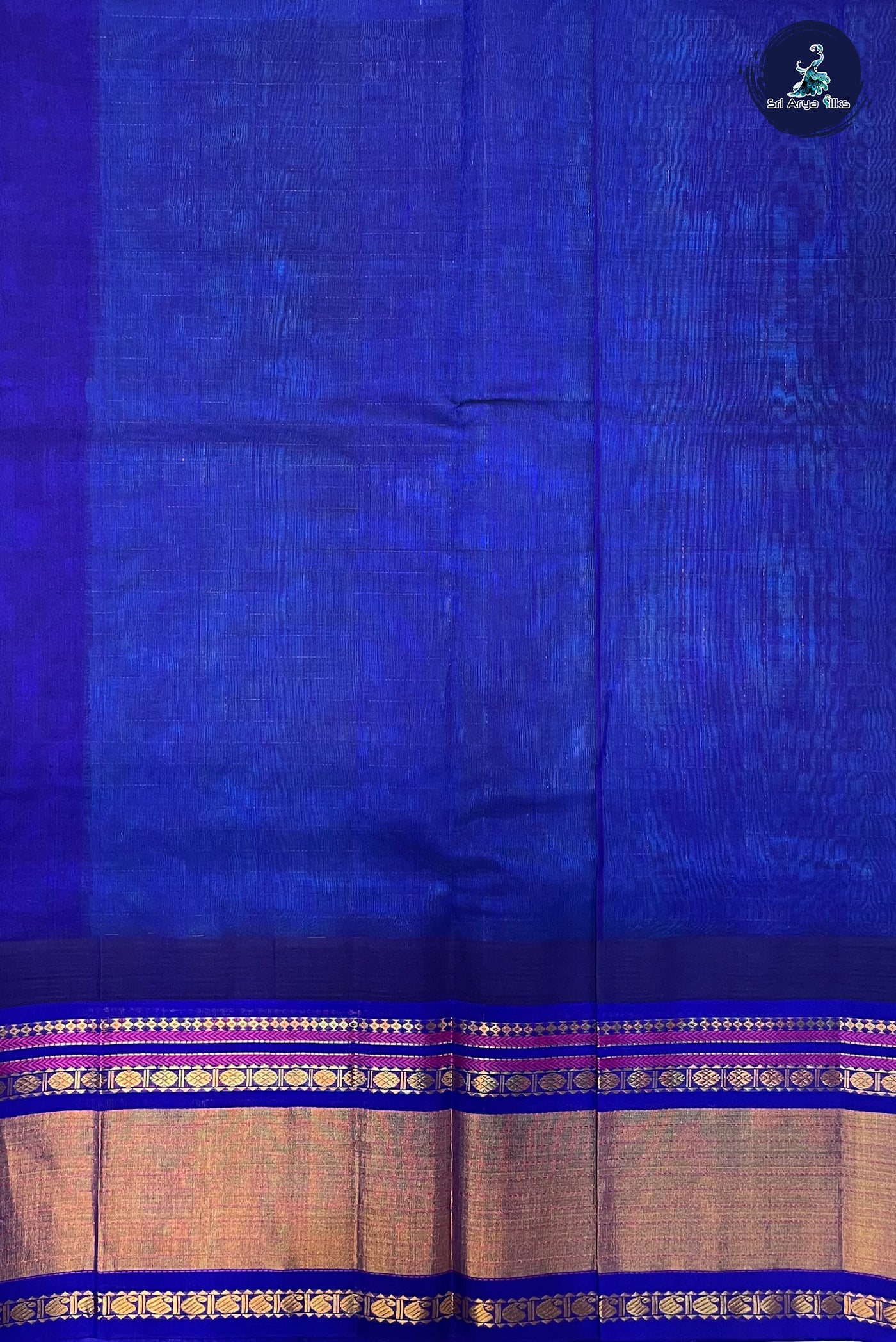 Sky Blue Kuppadam Silk Cotton Saree With Zari Checked Pattern