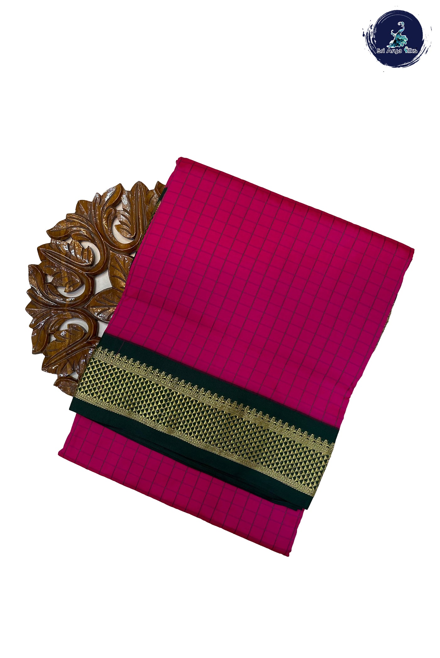 Pink Madisar Semi Silk Saree With Checked Pattern