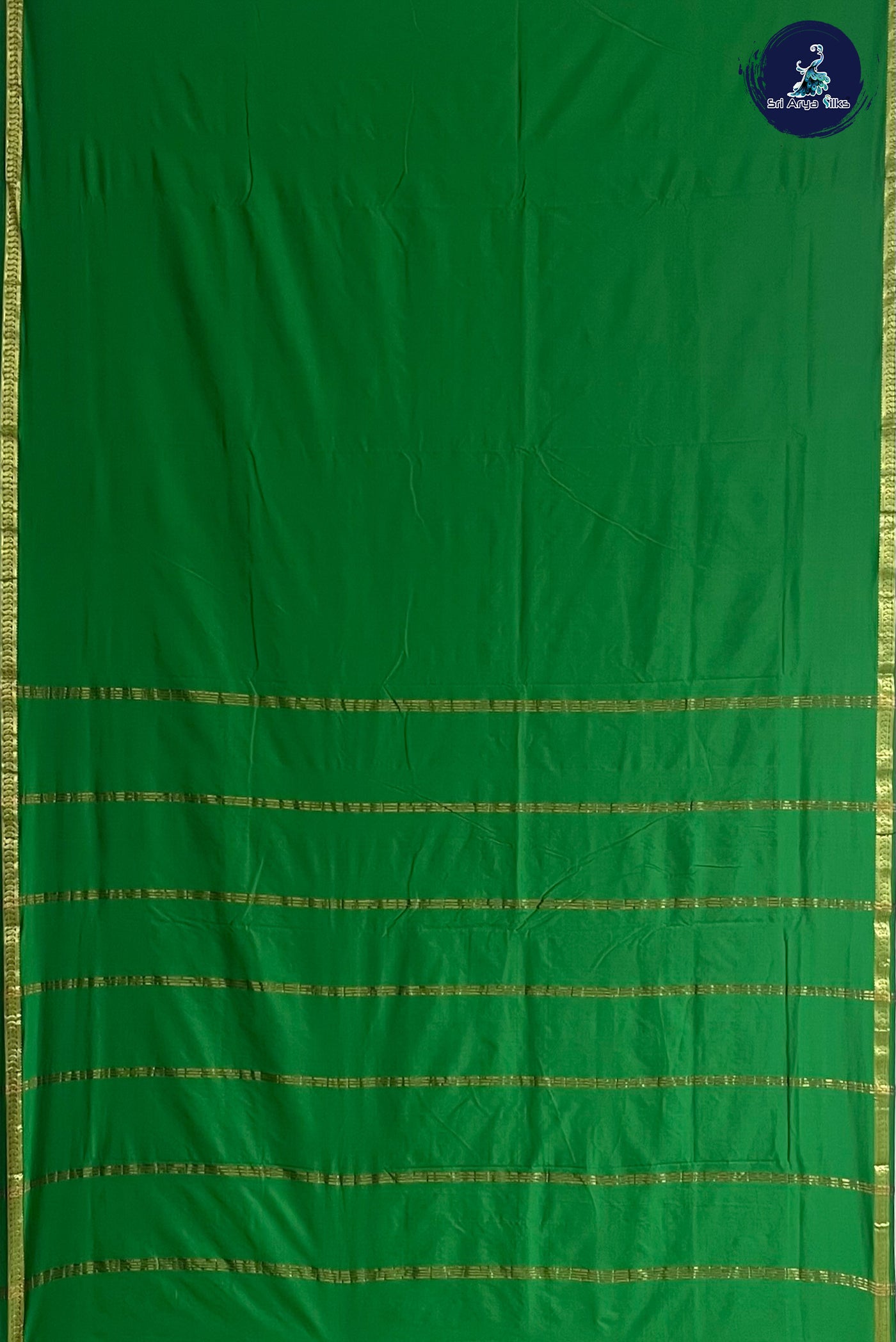 Green Madisar Semi Silk Saree With Plain Pattern