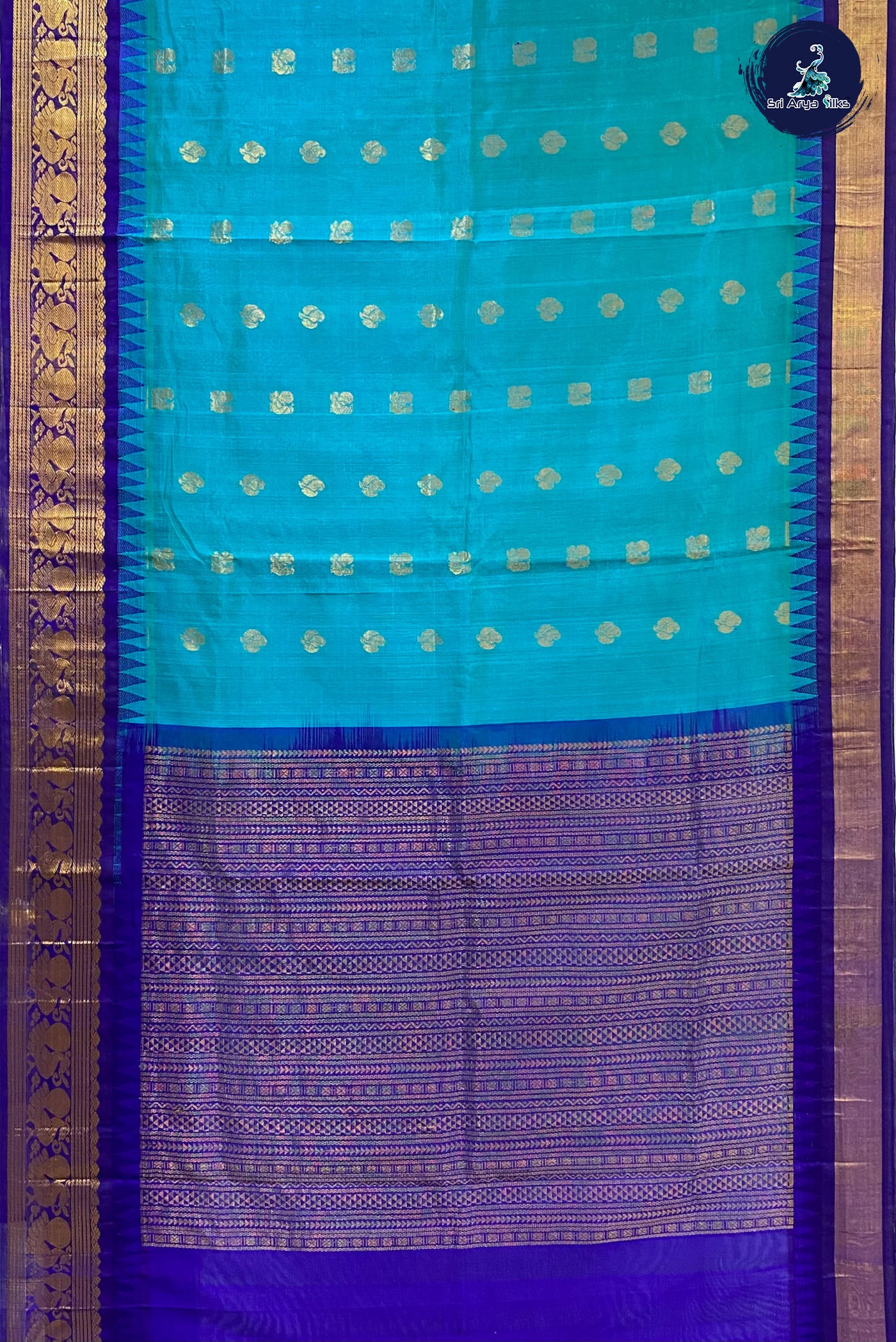 Buy Kshatriya Cloth stores Woman's Nauvari Saree Or Nine Yard Saree In  Chintamani Blue Colour With Red Colour Pallu And Border. at Amazon.in