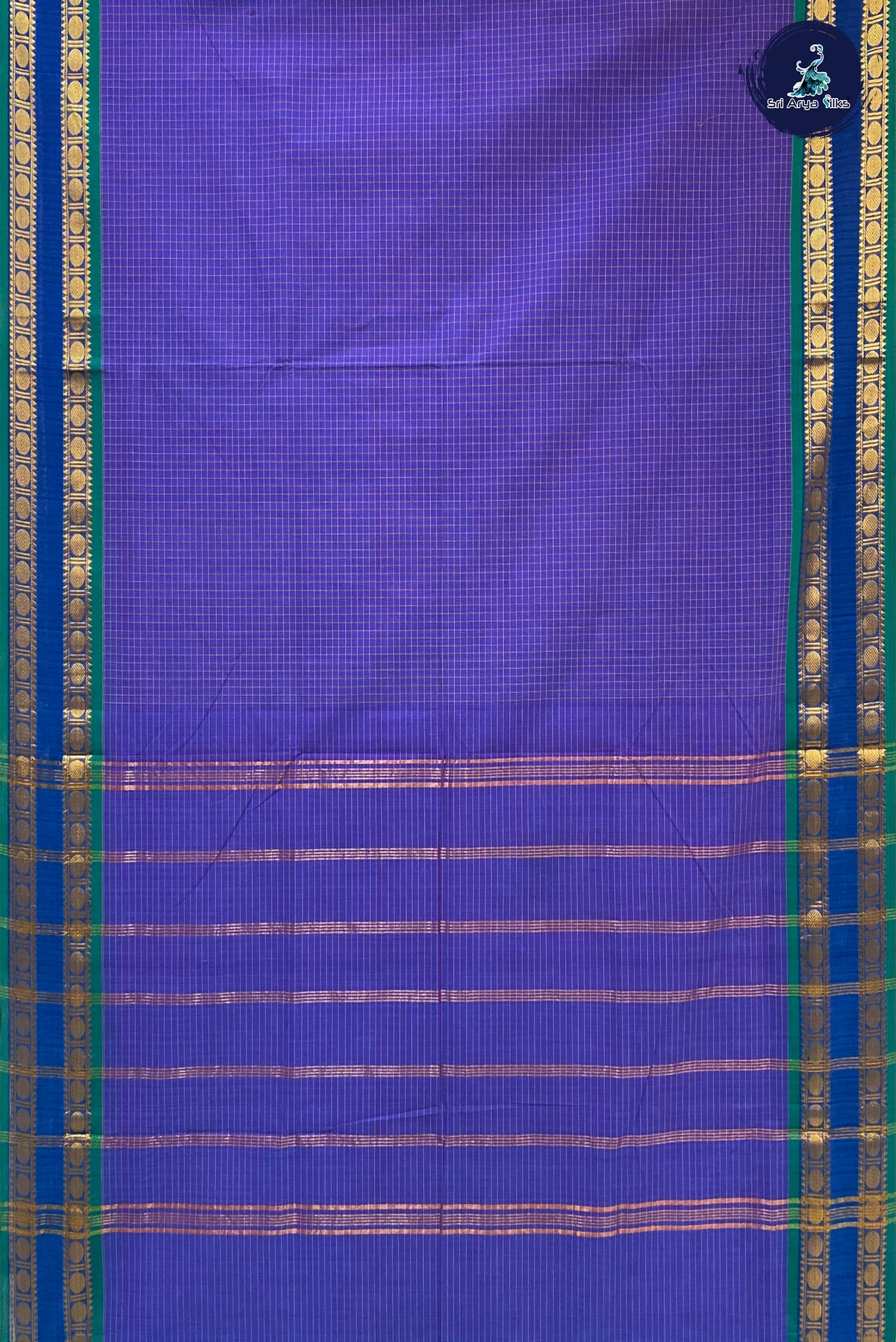 Lavender Madisar Cotton Saree With Checked Pattern