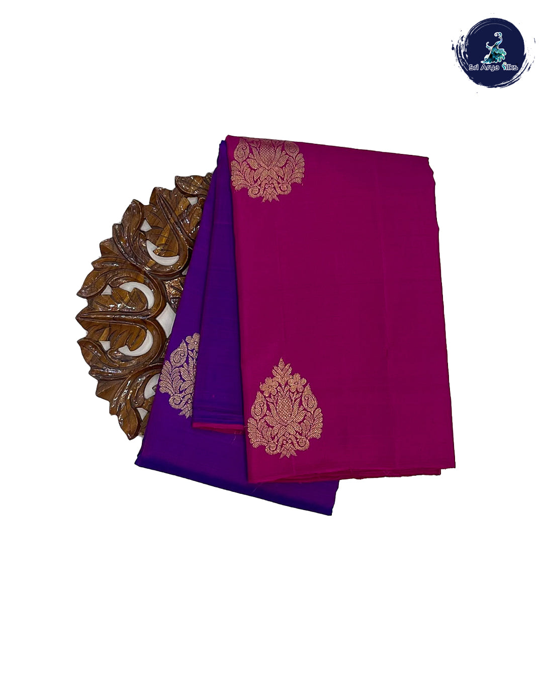 Purple and Pink Half and Half Pure Kanchipuram Silk Saree