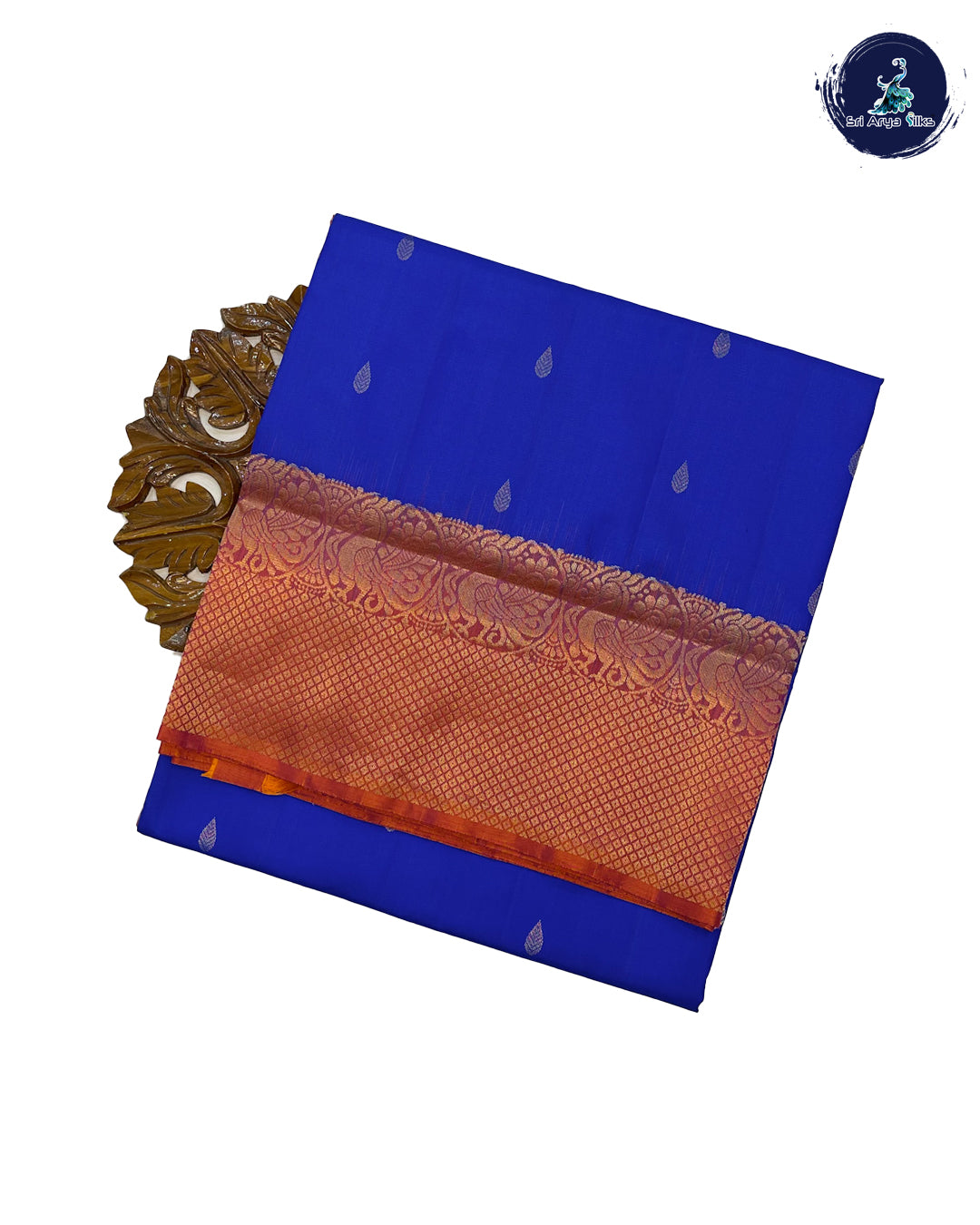 MS blue and Sun Set Orange Soft Silk handloom Saree