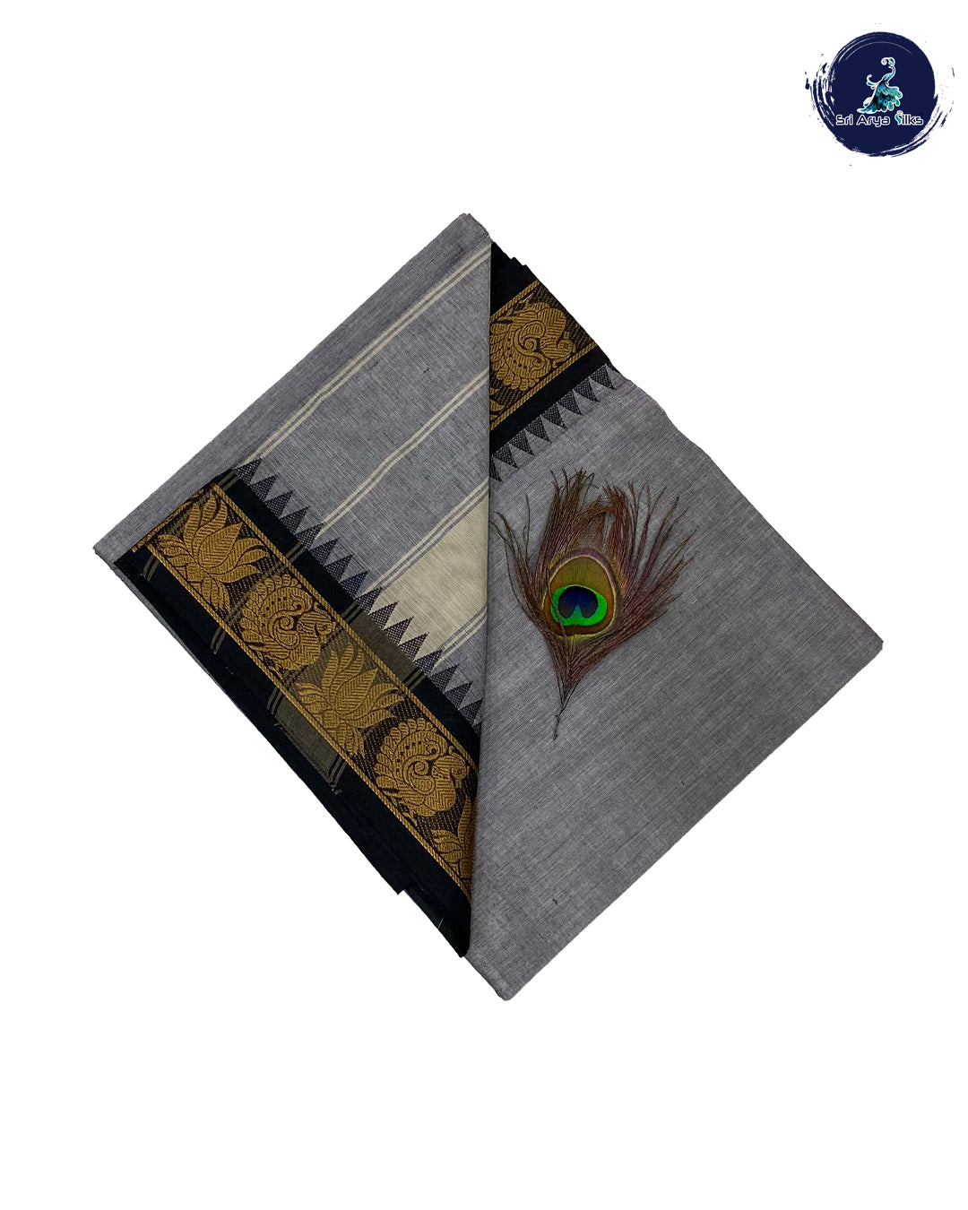 Grey Cotton Saree With Buttas Pattern