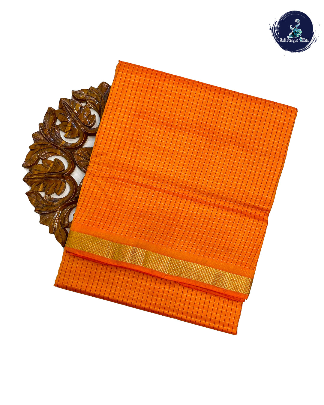 Orange Pure Kanjivaram 10yards Silk Madisar Saree