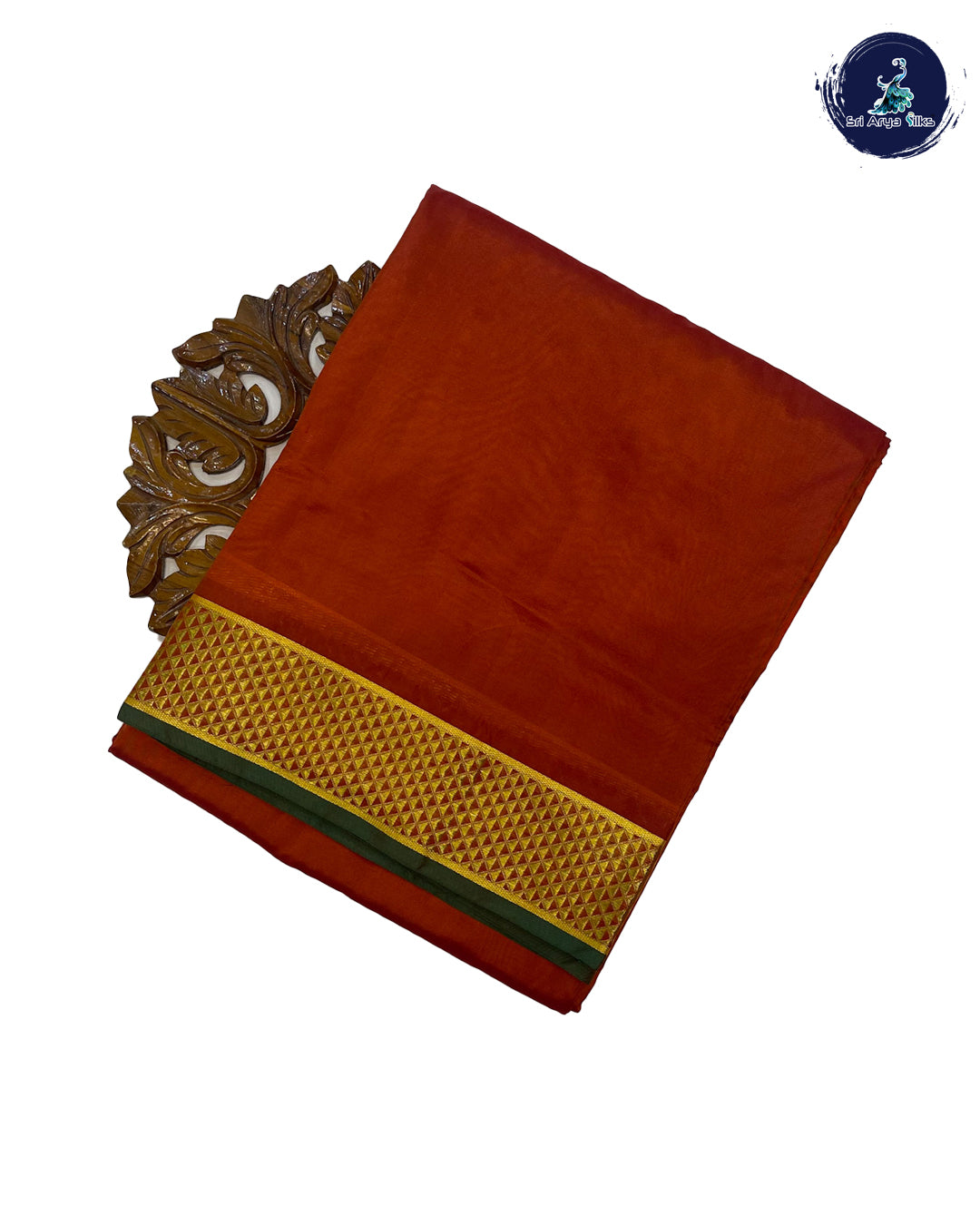 Brick and Maroon Dual Shade 10 Yards Half Pure Kanchipuram Silk Saree