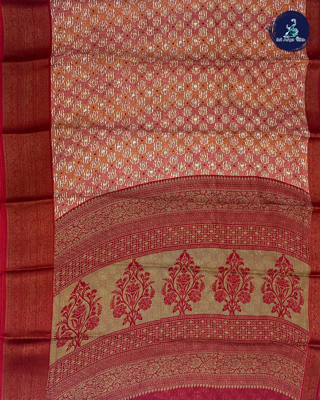 Louts Pink and Maroon Linen Cotton Saree