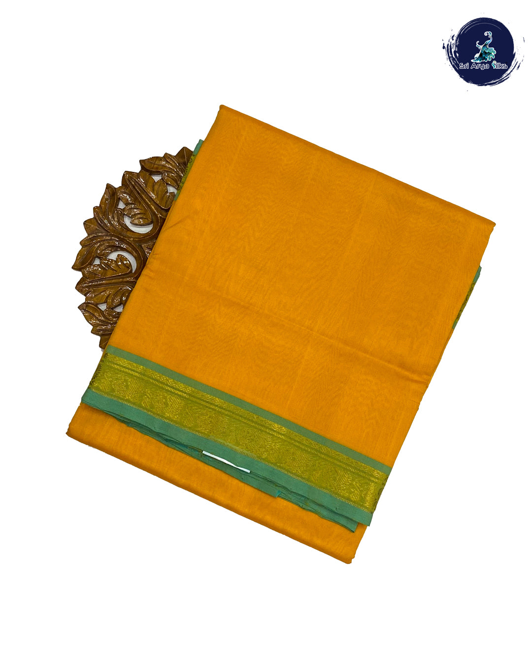 Yellow and Teal Madisar Handwoven Pure Silk Cotton Saree (10 Yards)