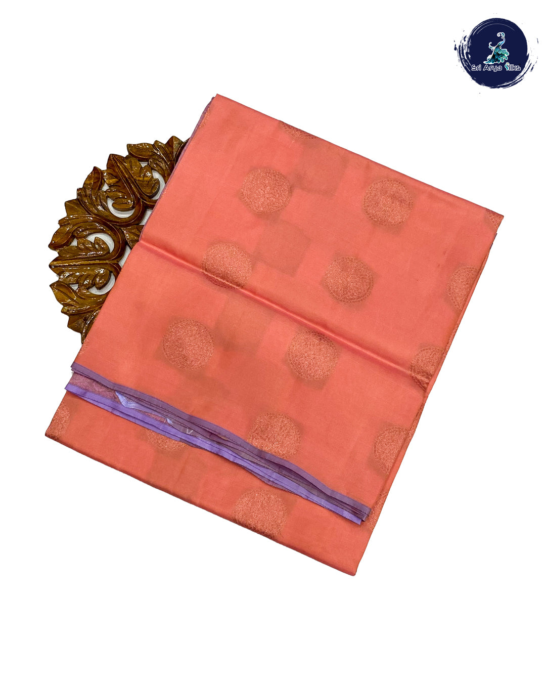 Peach and Lavender Kanchipuram Half Pure Silk Saree
