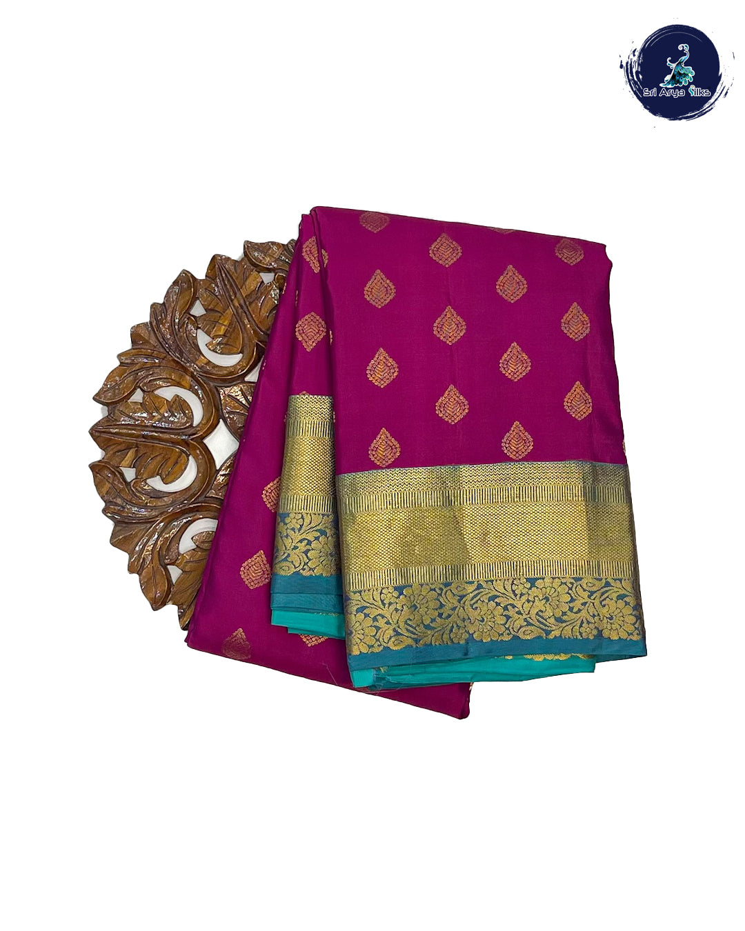 Purple and Teal Blue Pure Kanchipuram Silk Saree