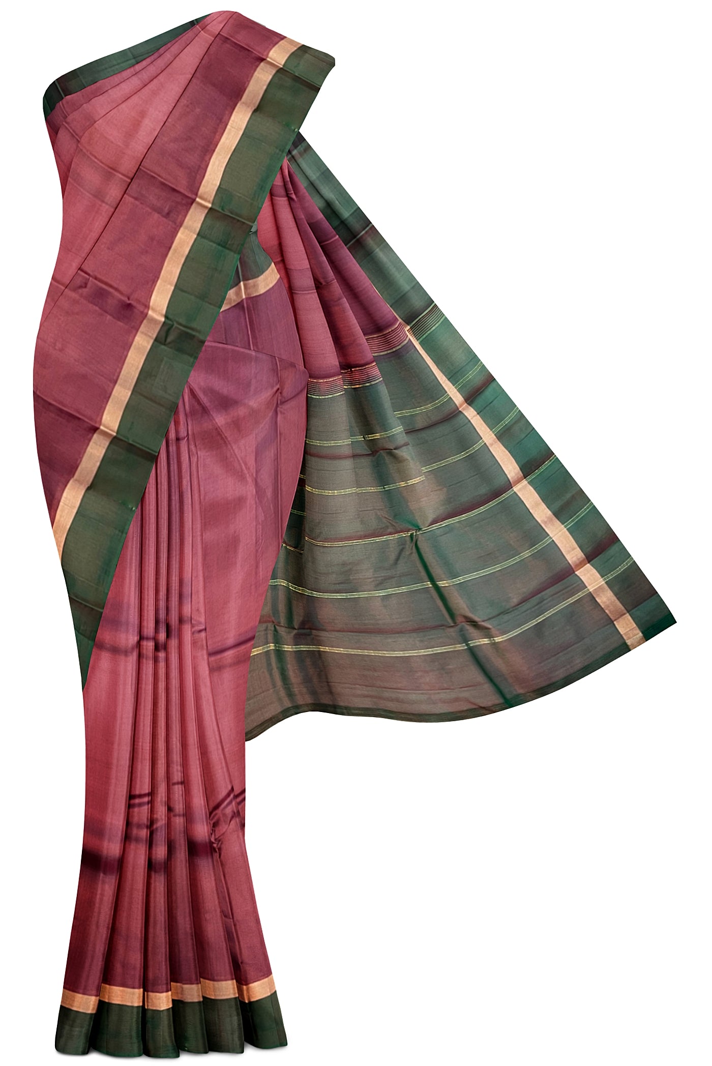 Brown Light Weight Silk Saree With Plain Pattern