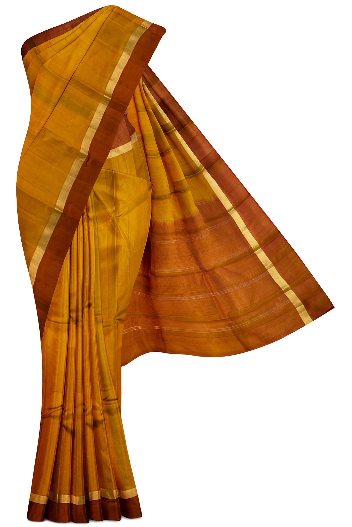 Mustard Yellow Light Weight Silk Saree With Plain Pattern