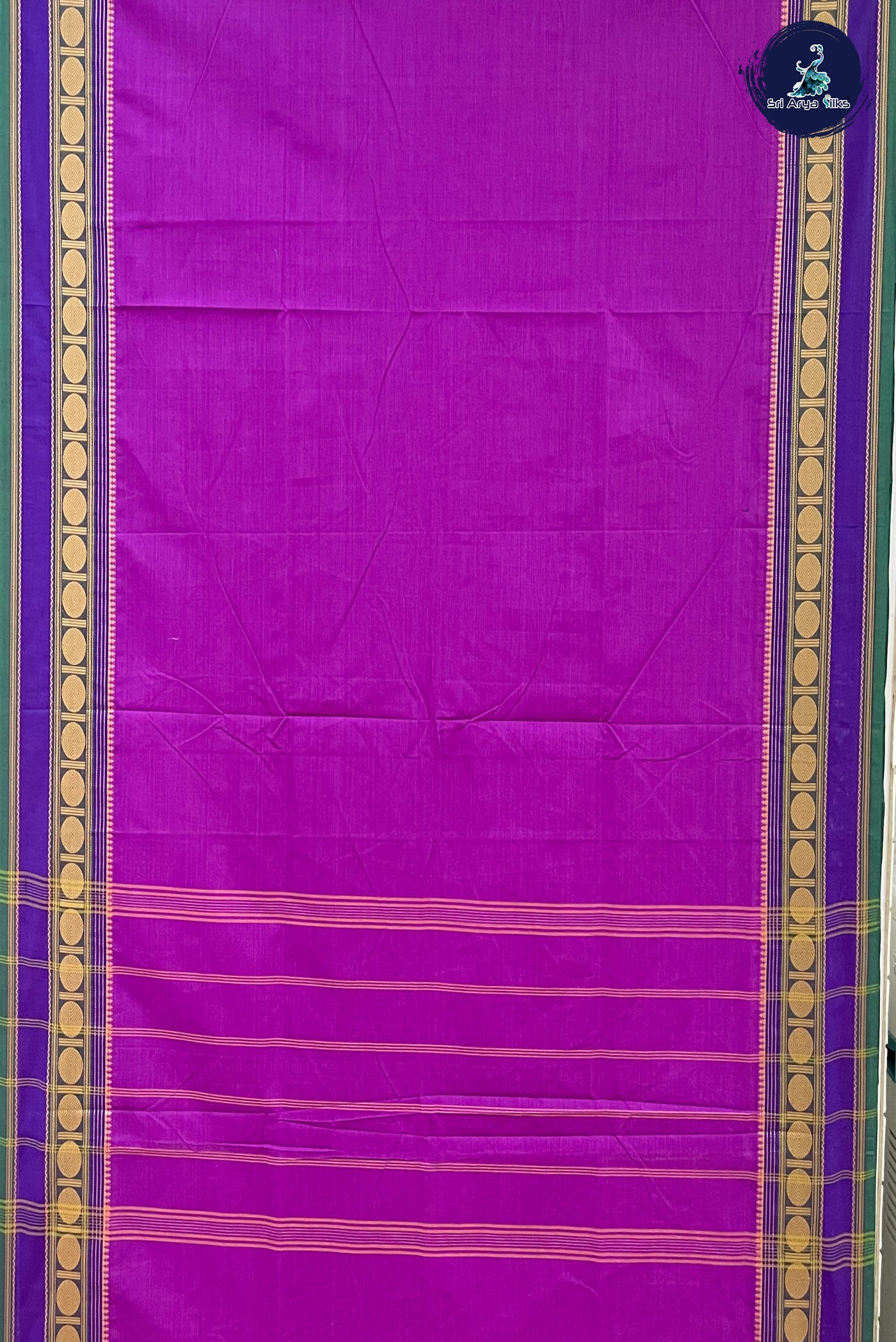Purple Madisar Cotton Saree With Plain Pattern