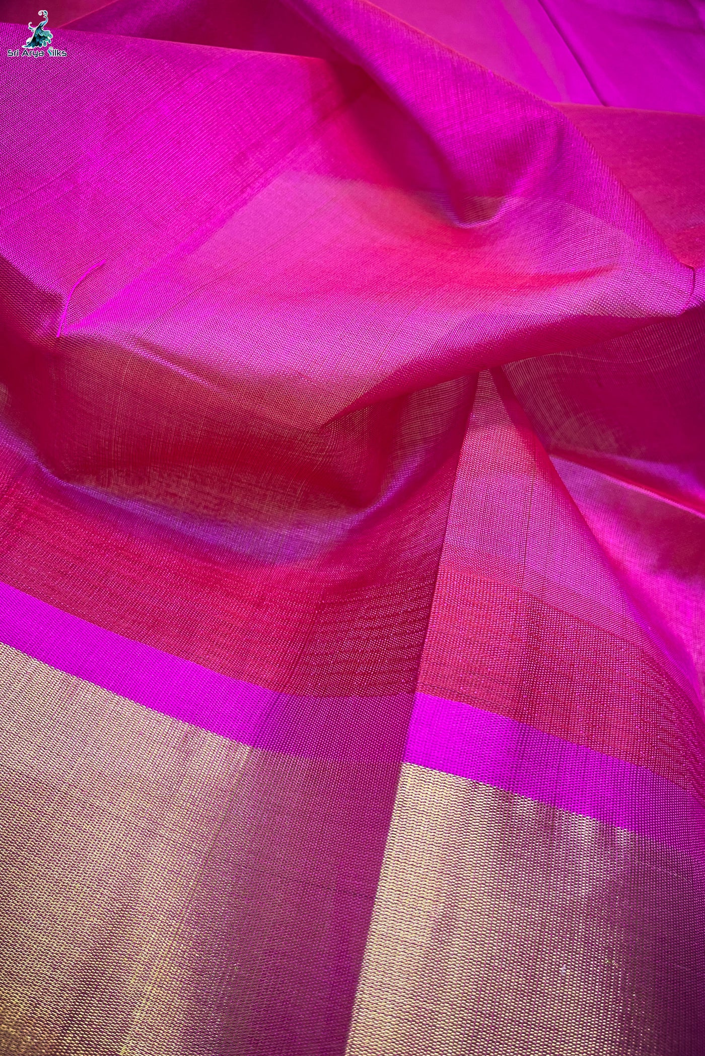 Beige Korvai Silk Cotton Saree With Plain Pattern