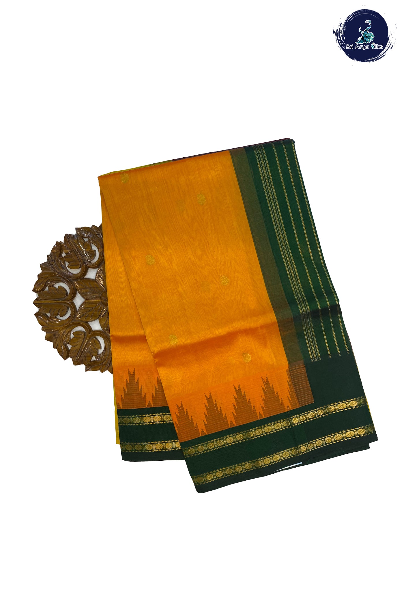 Exclusive green Khun saree with Banarasi combination and yellow border –  Sujatra