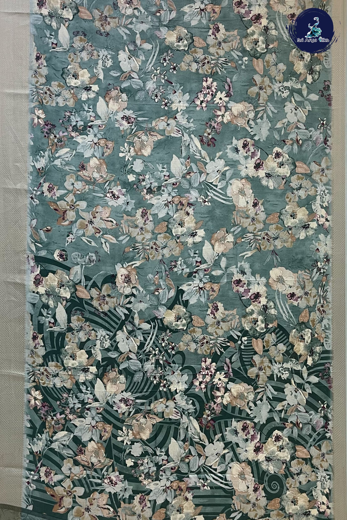 Pastel Shade Semi Dola Silk Saree With Floral Print Pattern