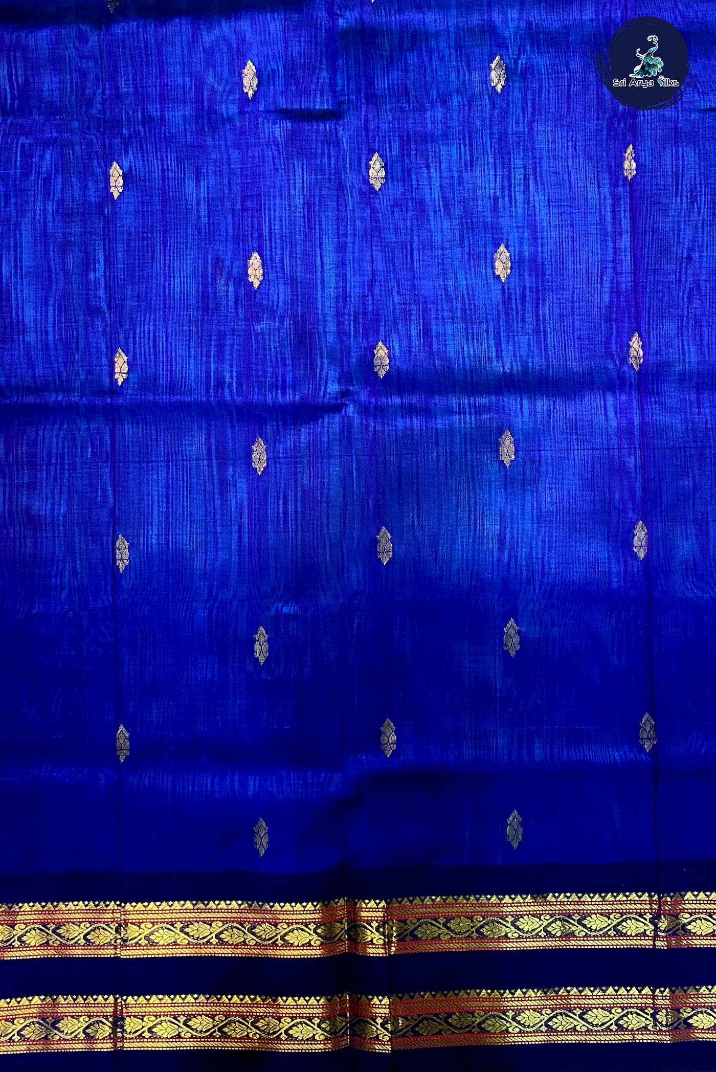Sky Blue Korvai Silk Cotton Saree With Zari Buttas Pattern