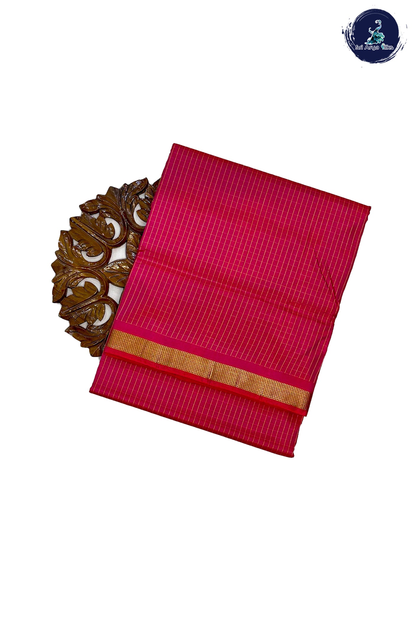 Rani Pink Madisar 10 Yards Silk Saree With Plain Pattern