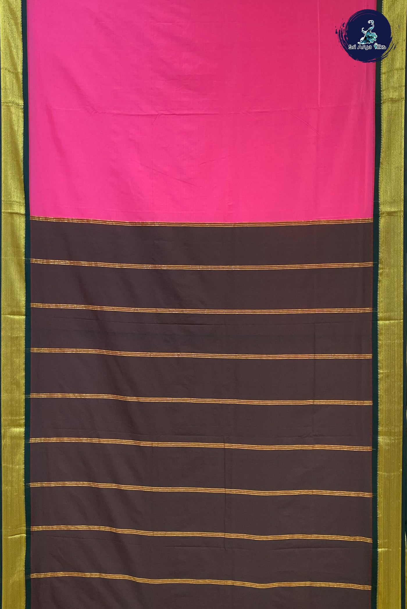 Light Pink Madisar Semi Silk Saree With Plain Pattern