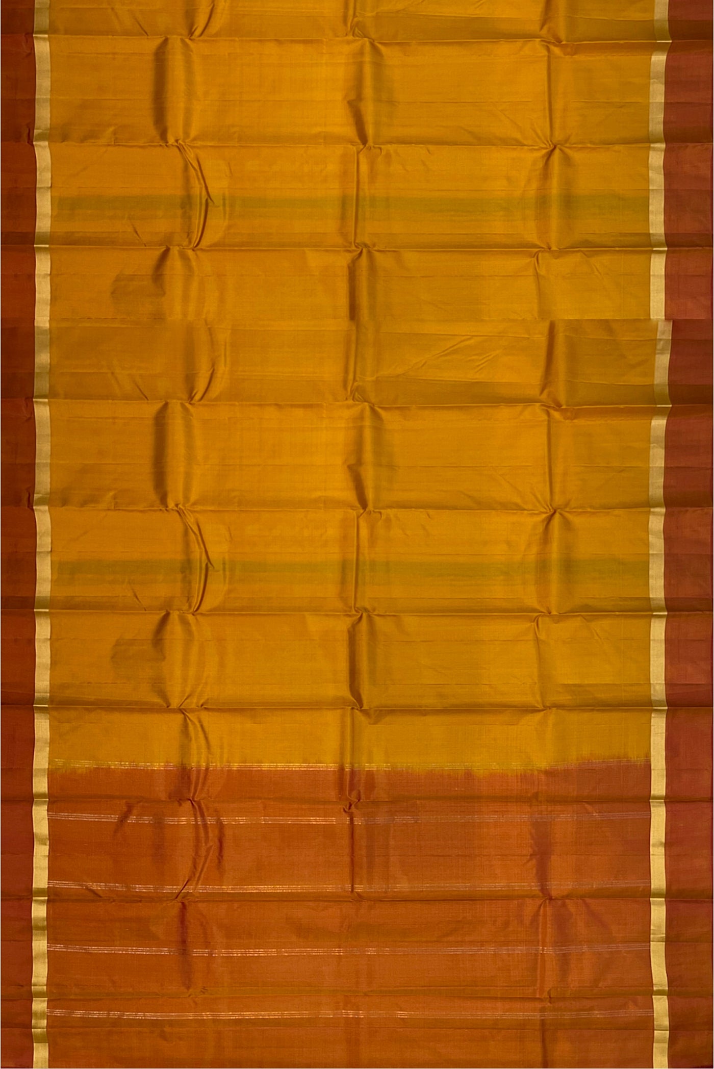 Mustard Yellow Light Weight Silk Saree With Plain Pattern