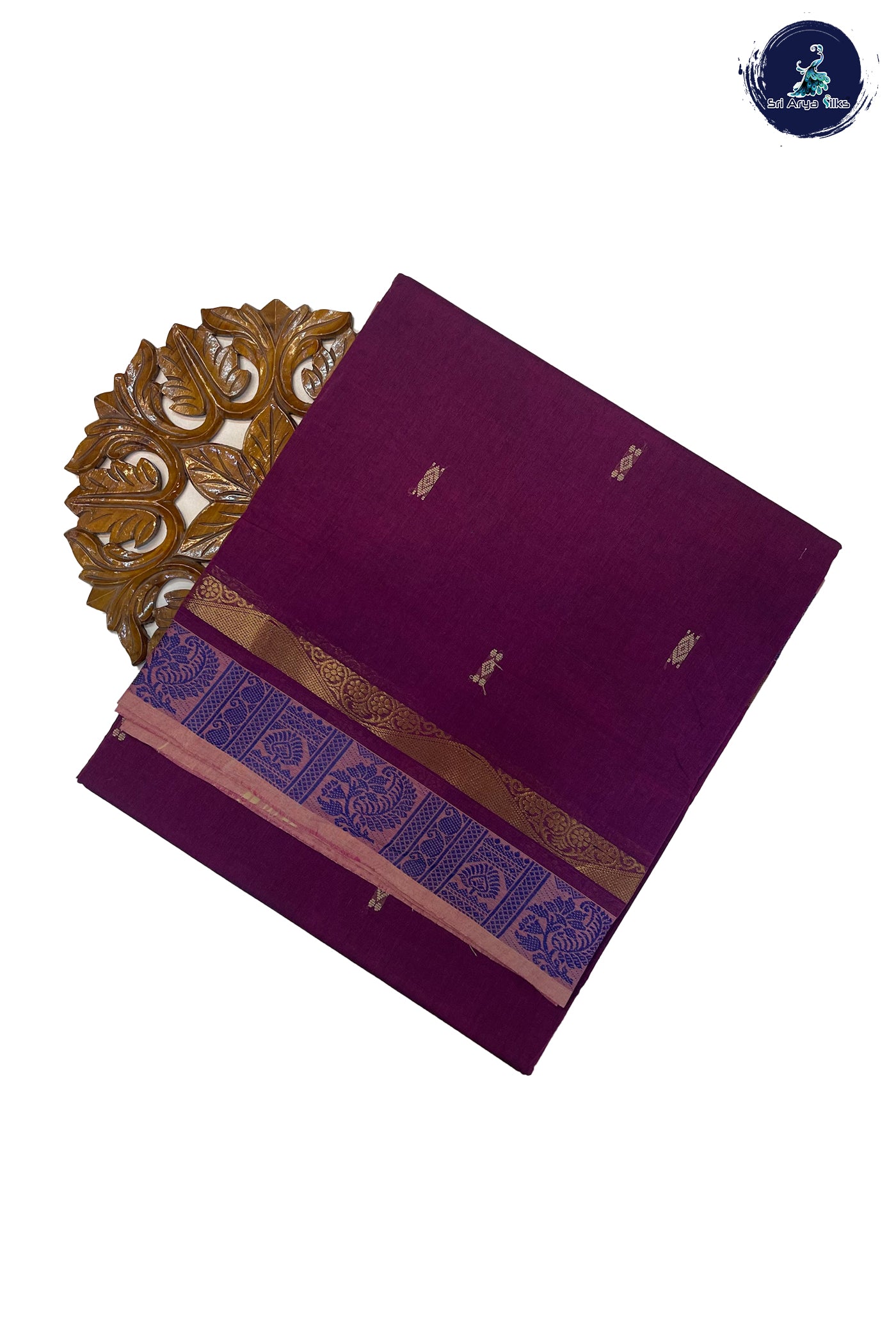 BeetRoot Shade Cotton Saree With Buttas Pattern
