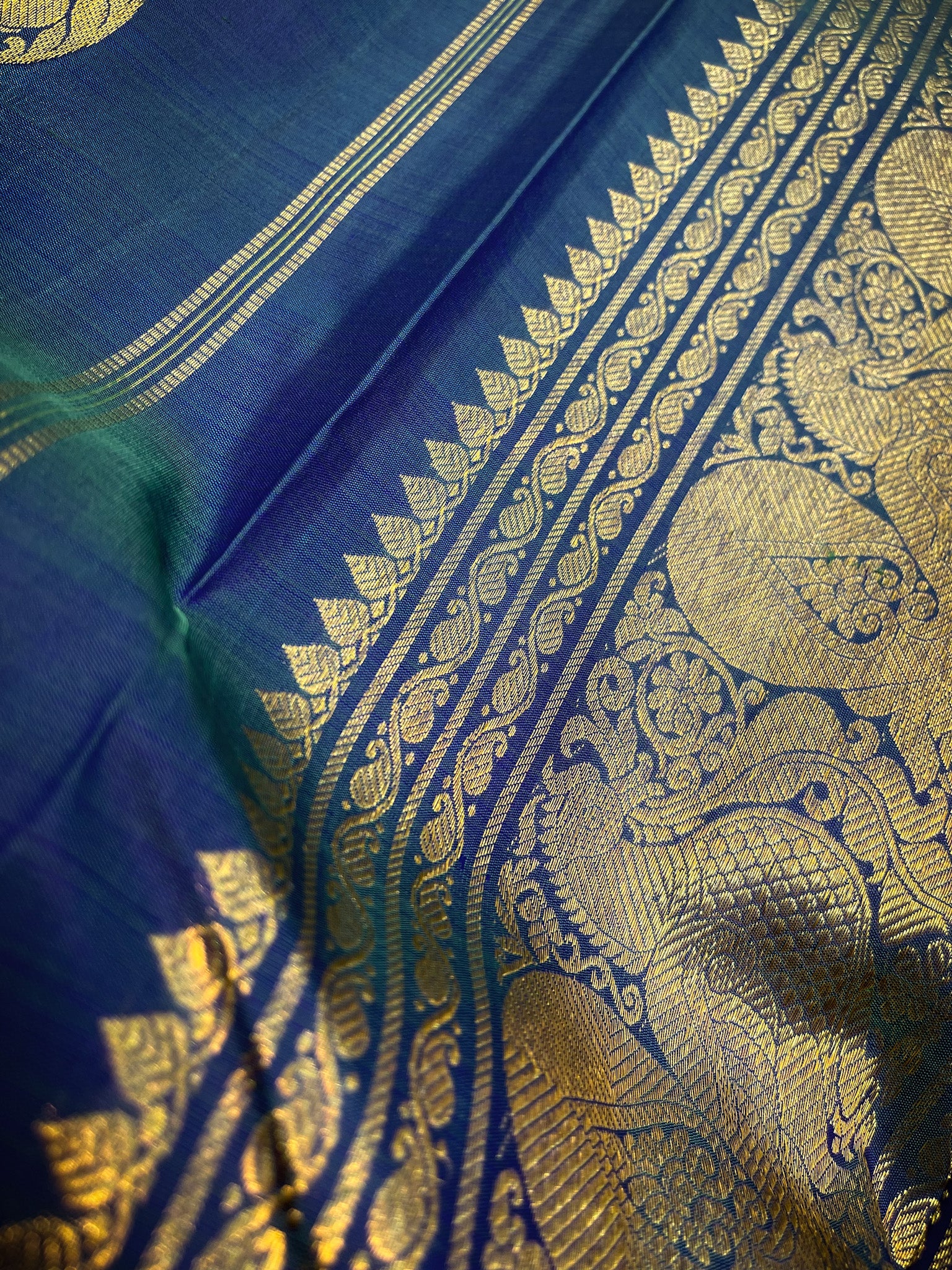 Peacock Blue Traditional Pure Kanchivaram Silk Saree