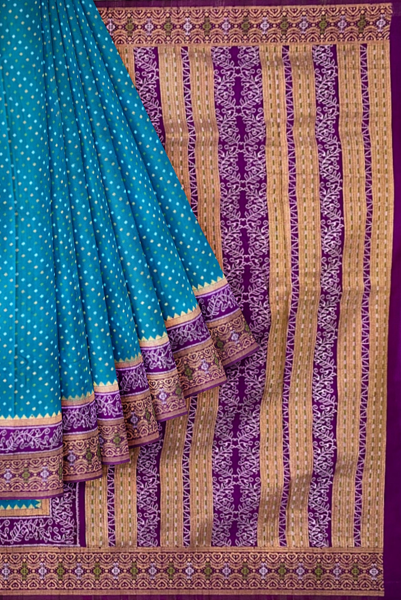Light Blue Semi Banarasi Saree With Zari Buttas Pattern