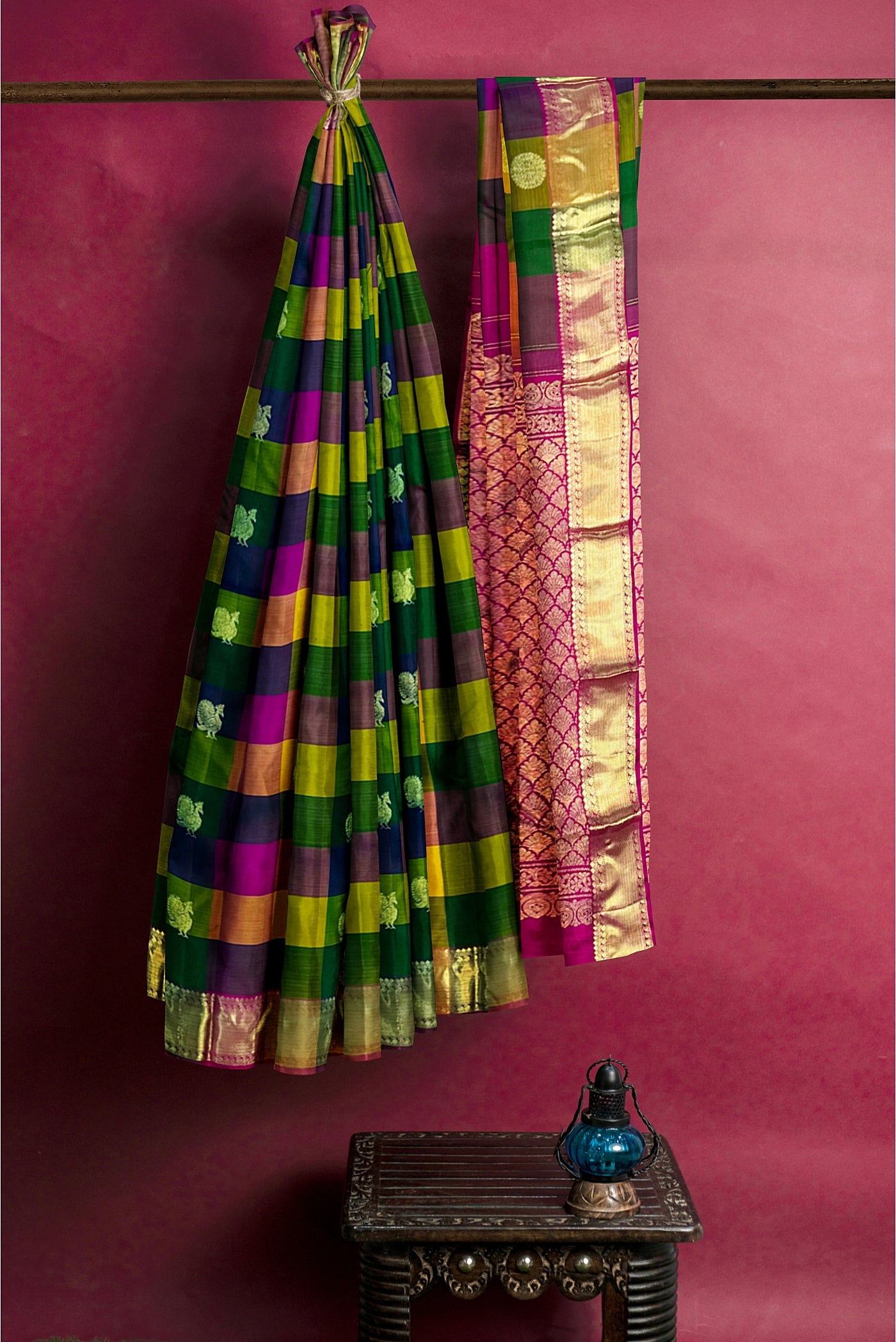 Multi Checked Saree With Checked Pattern