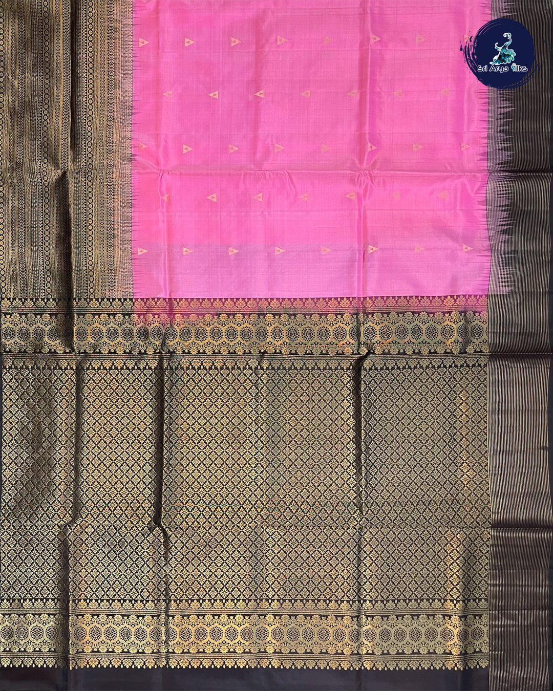 Rose Pink and Brown Pure Handloom Soft Silk Saree