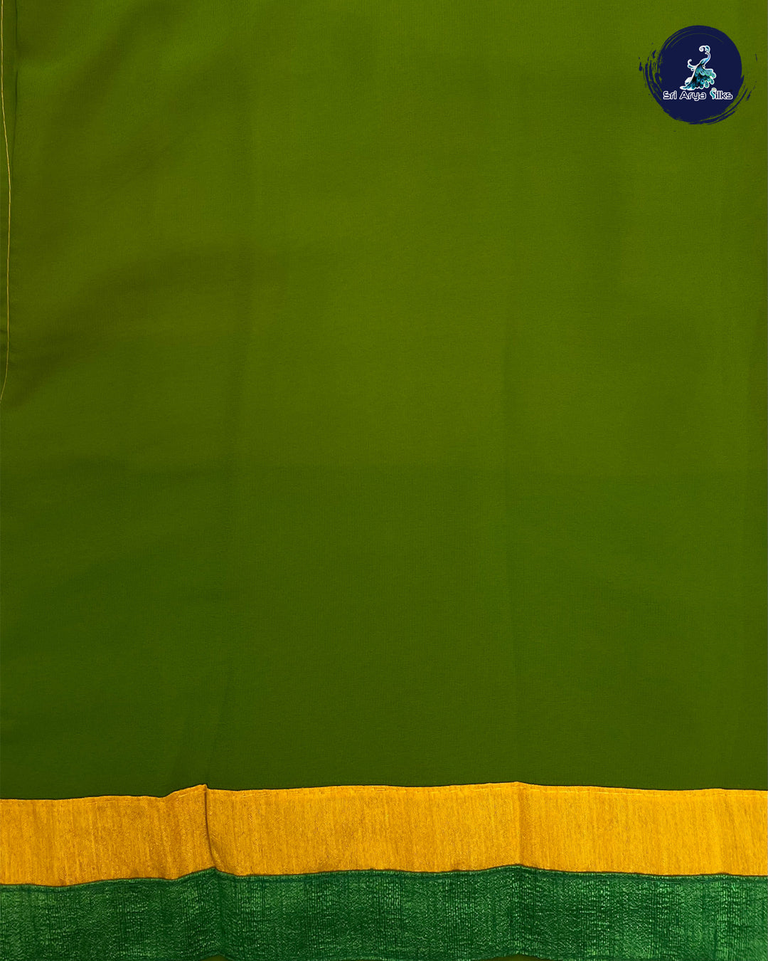 Yellow and Green Chiffon Silk Saree