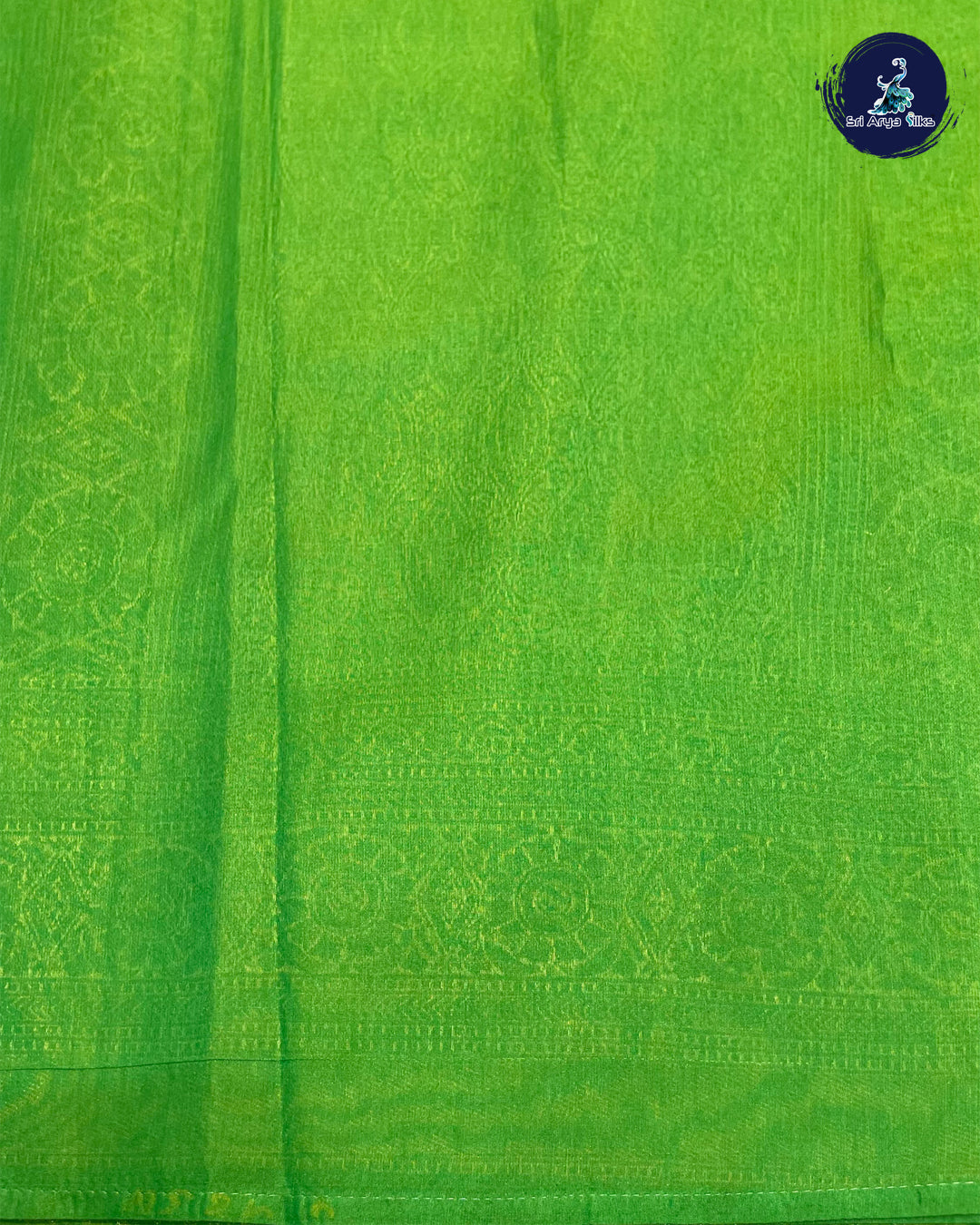 Parrot Green Semi Banarasi Saree